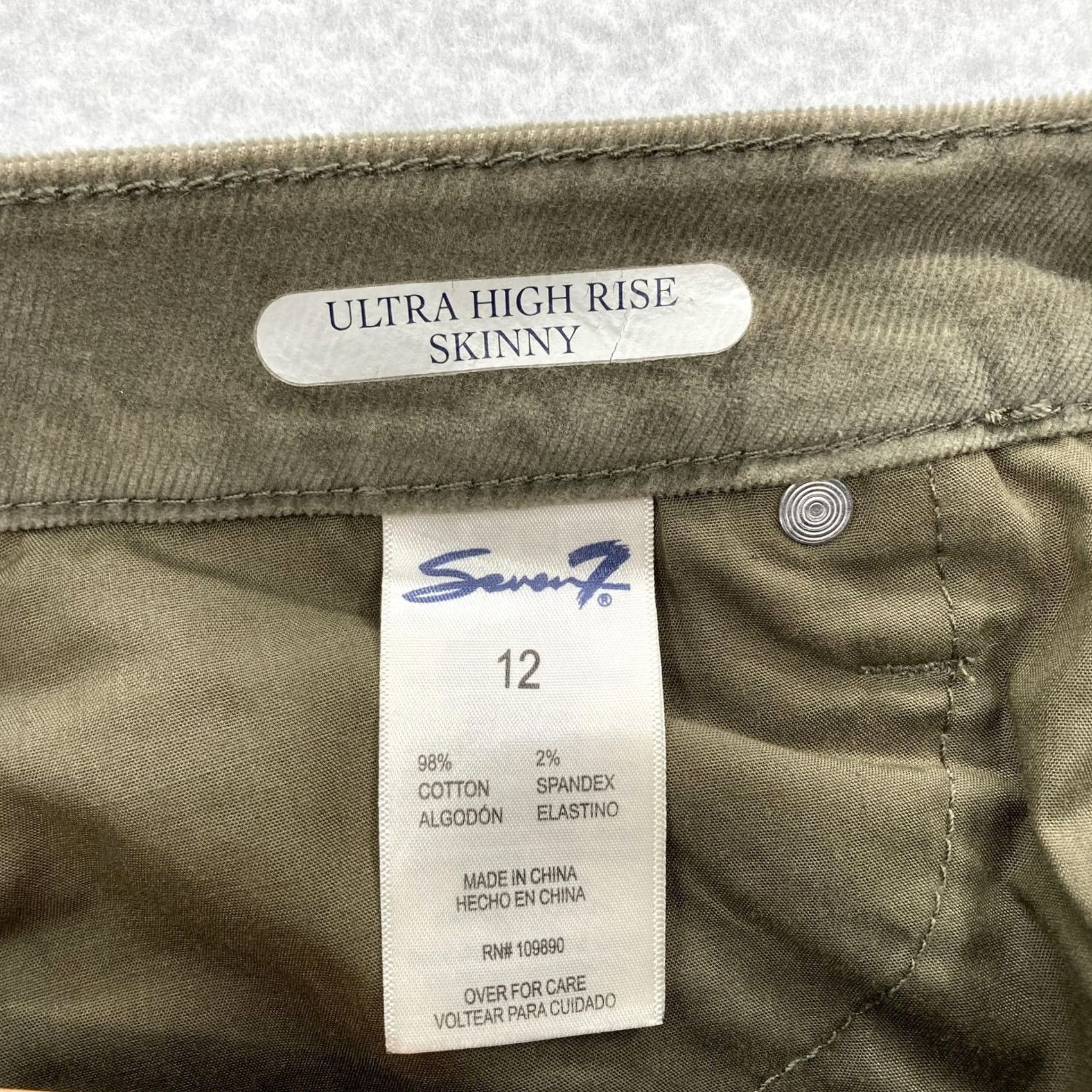 Vintage Seven7 Corduroy Skinny Pants Womens 12 Dusty Olive Ultra High Rise Stretch NWT Pants Size 34" / US 12 / IT 48 - 6 Thumbnail