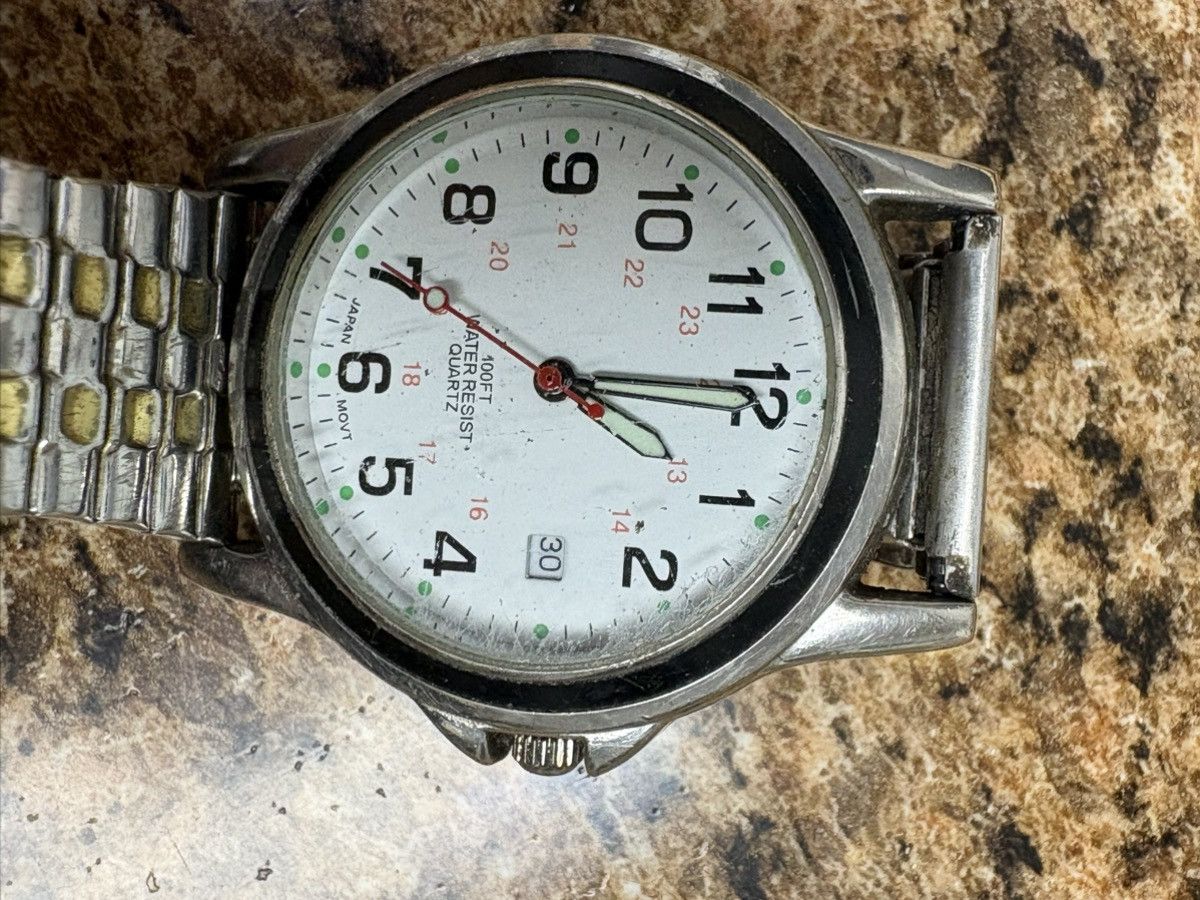 Pulsar Vintage Watch White Dial Two Tone Stretch Band Date Japa Size ONE SIZE - 1 Thumbnail