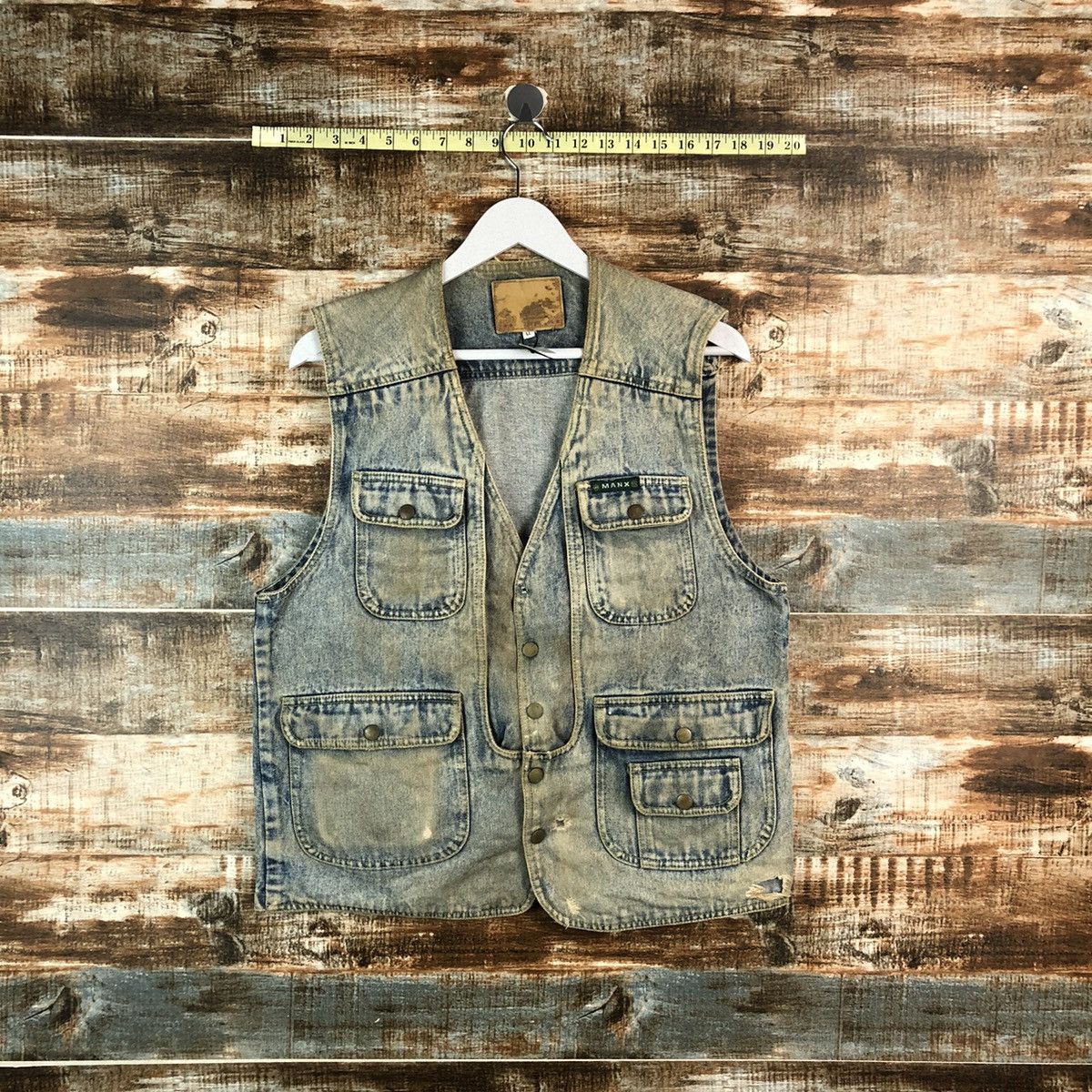 Japanese Brand Manx Blue Denim vintage Jacket Vest #A2511 Size US XL / EU 56 / 4 - 1 Thumbnail