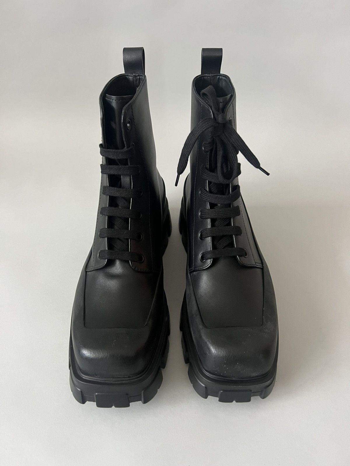 Prada Monolith Leather Lace Up Boots Size US 11 / EU 44 - 6 Thumbnail