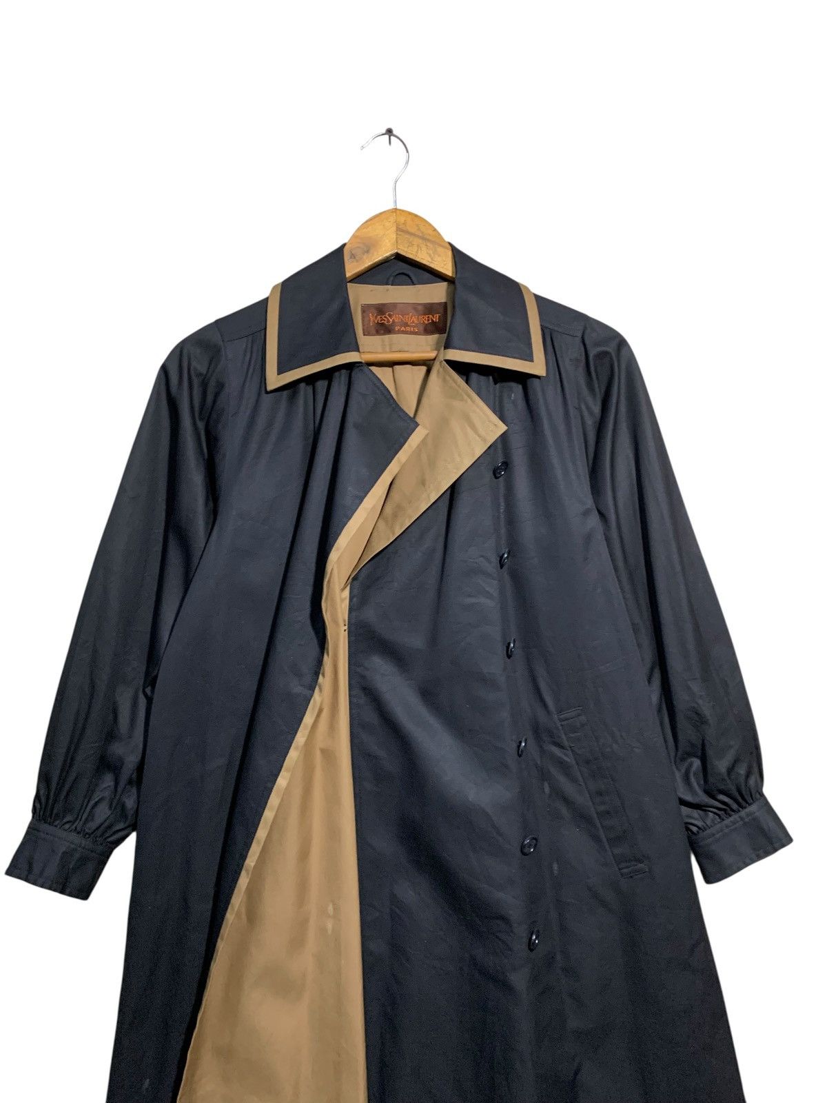 Yves Saint Laurent 🔥VTG YSL BLACK/BROWN COAT MAXI DRESS Size M / US 6-8 / IT 42-44 - 4 Thumbnail