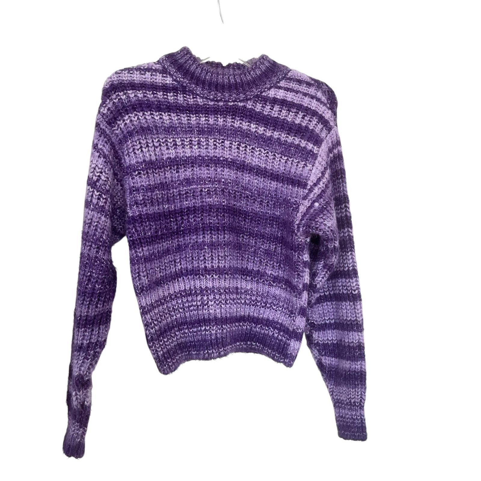 Zara Zara Purple Striped Chunky Knit Mock Neck Pullover Sweater Size S / US 4 / IT 40 - 2 Thumbnail