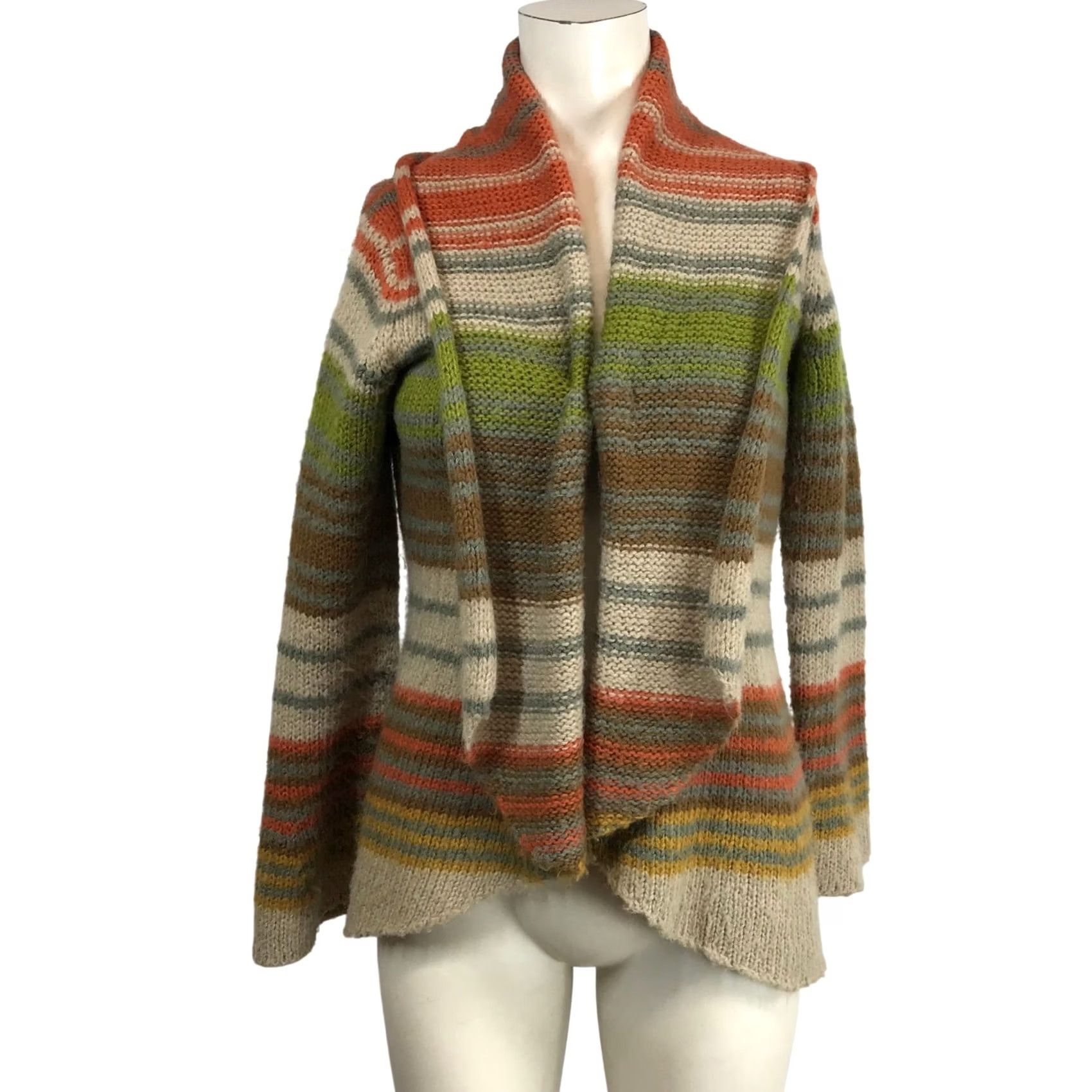 Vintage VINTAGE Wooden Ships Striped Waterfall Cardigan Sweater Medium Large Size M / US 6-8 / IT 42-44 - 2 Thumbnail