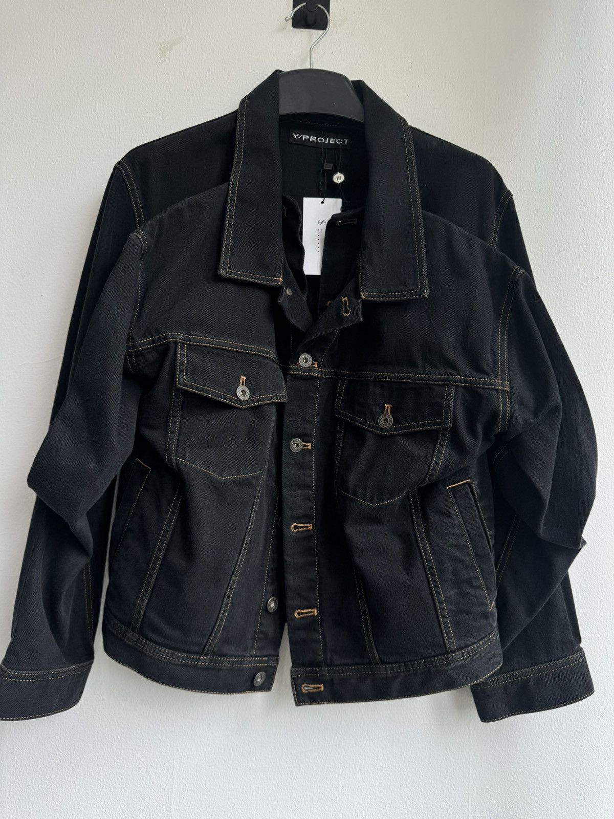 image of Yproject Double Front Denim Jacket in Black, Men's (Size XS)