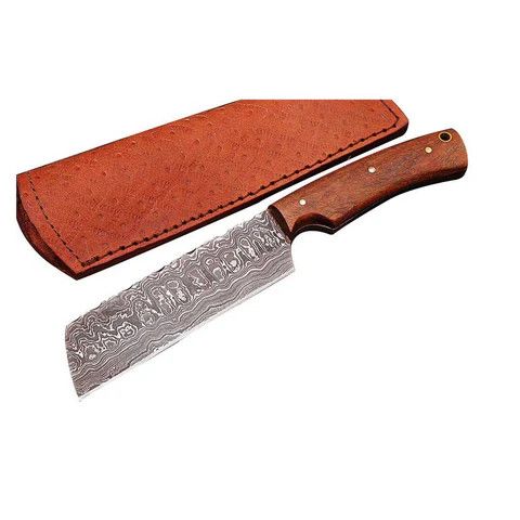 Handmade × Other Damascus Cleaver Knife with Rose-wood Handle Size ONE SIZE - 5 Thumbnail