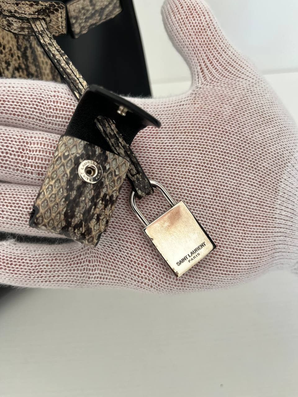Saint Laurent Paris Saint Laurent sac de jour in black leather and rock python Size ONE SIZE - 8 Thumbnail