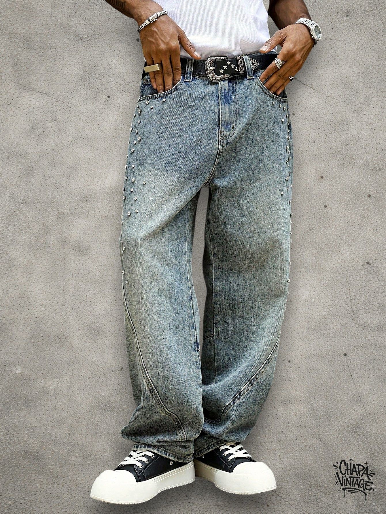 Vintage Washed embellished jeans Size US 32 / EU 48 - 3 Thumbnail