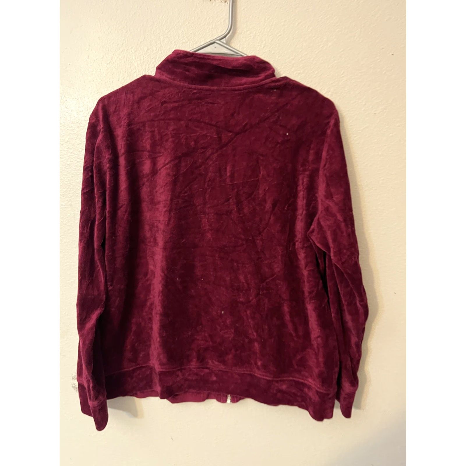 Vintage Karen Scott Womens Jacket Velour Full Zip Burgundy Red Knit L Adults Size L / US 10 / IT 46 - 3 Thumbnail