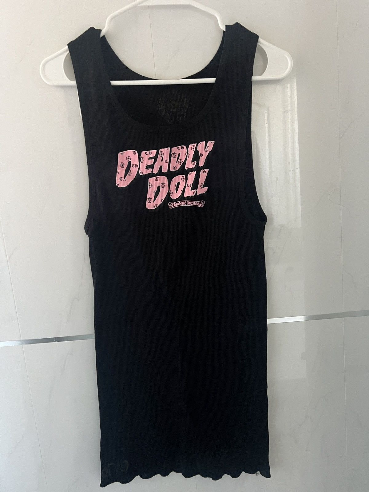 image of Chrome Hearts Deadly Doll Tank Top in Black, Men's (Size XL)