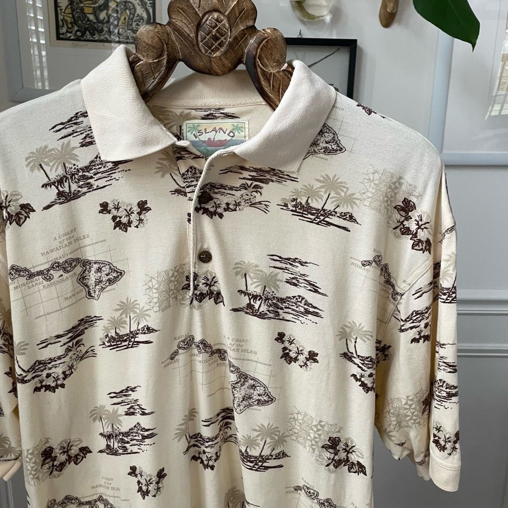 Vintage Vintage 90s Island Fever Hawaiian Islands Novelty Print Polo Size US L / EU 52-54 / 3 - 1 Thumbnail