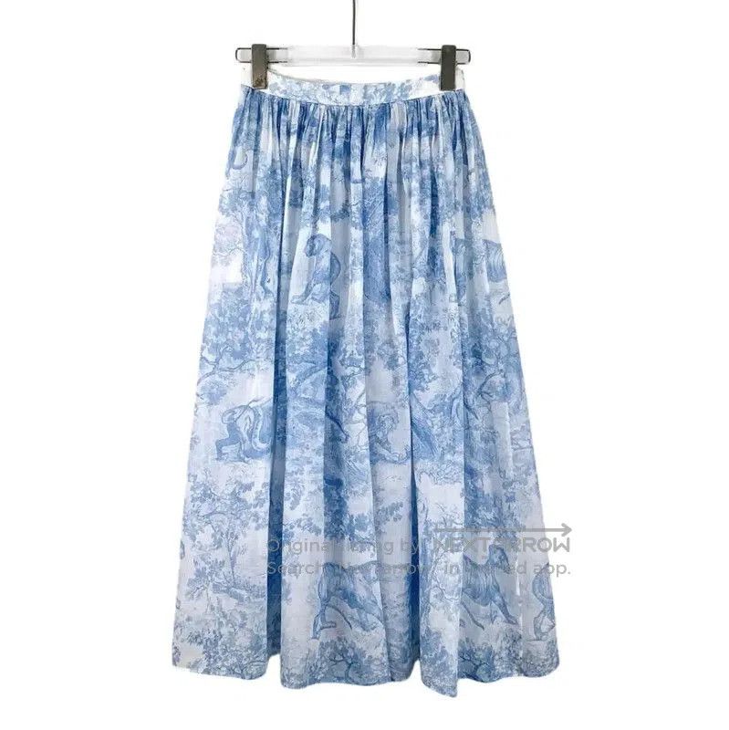 Dior Dior Light Blue Cotton Midi Skirt . Size 22" - 2 Thumbnail