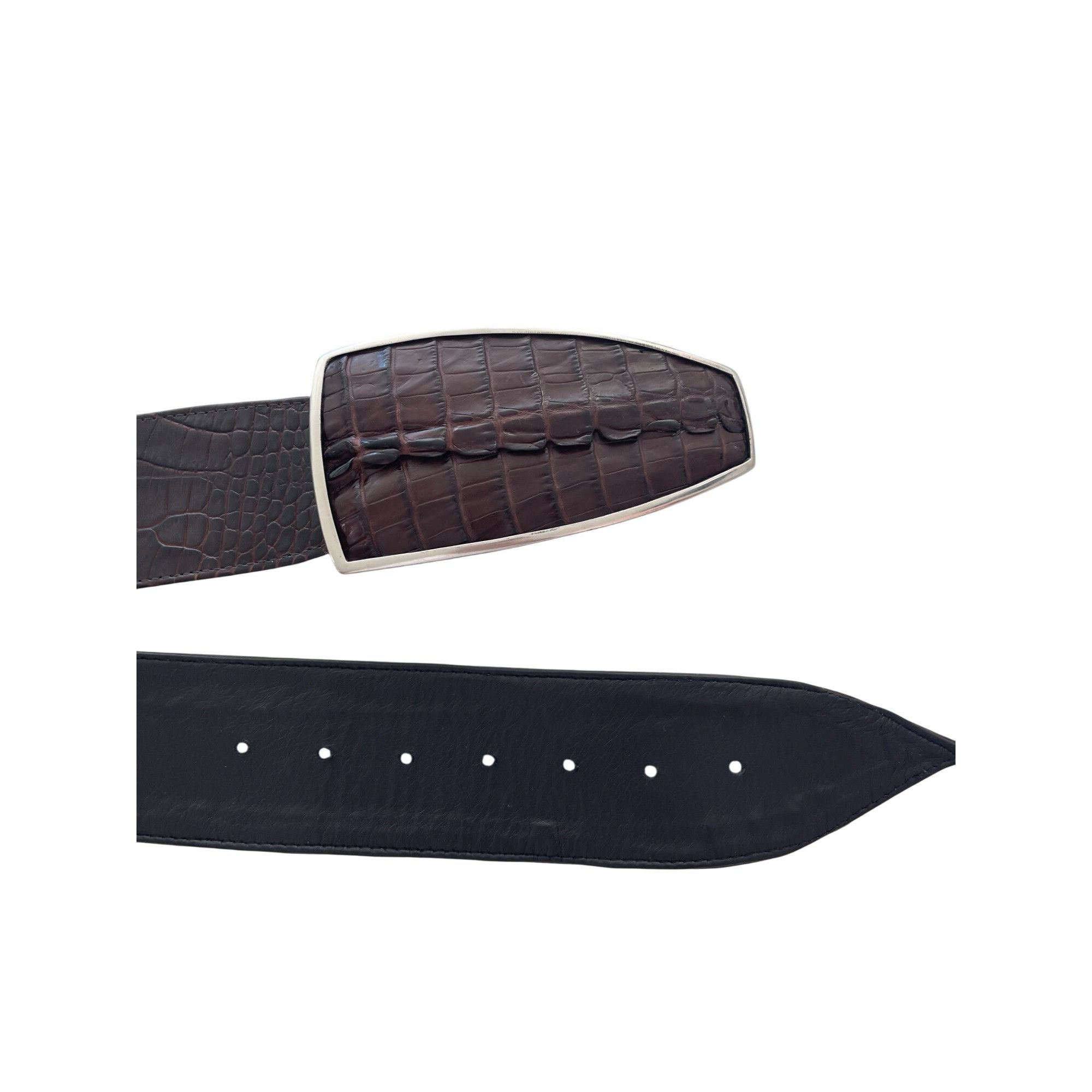 The Unbranded Brand Womens Belt One Size Brown Crocodile Statement Size ONE SIZE - 9 Thumbnail