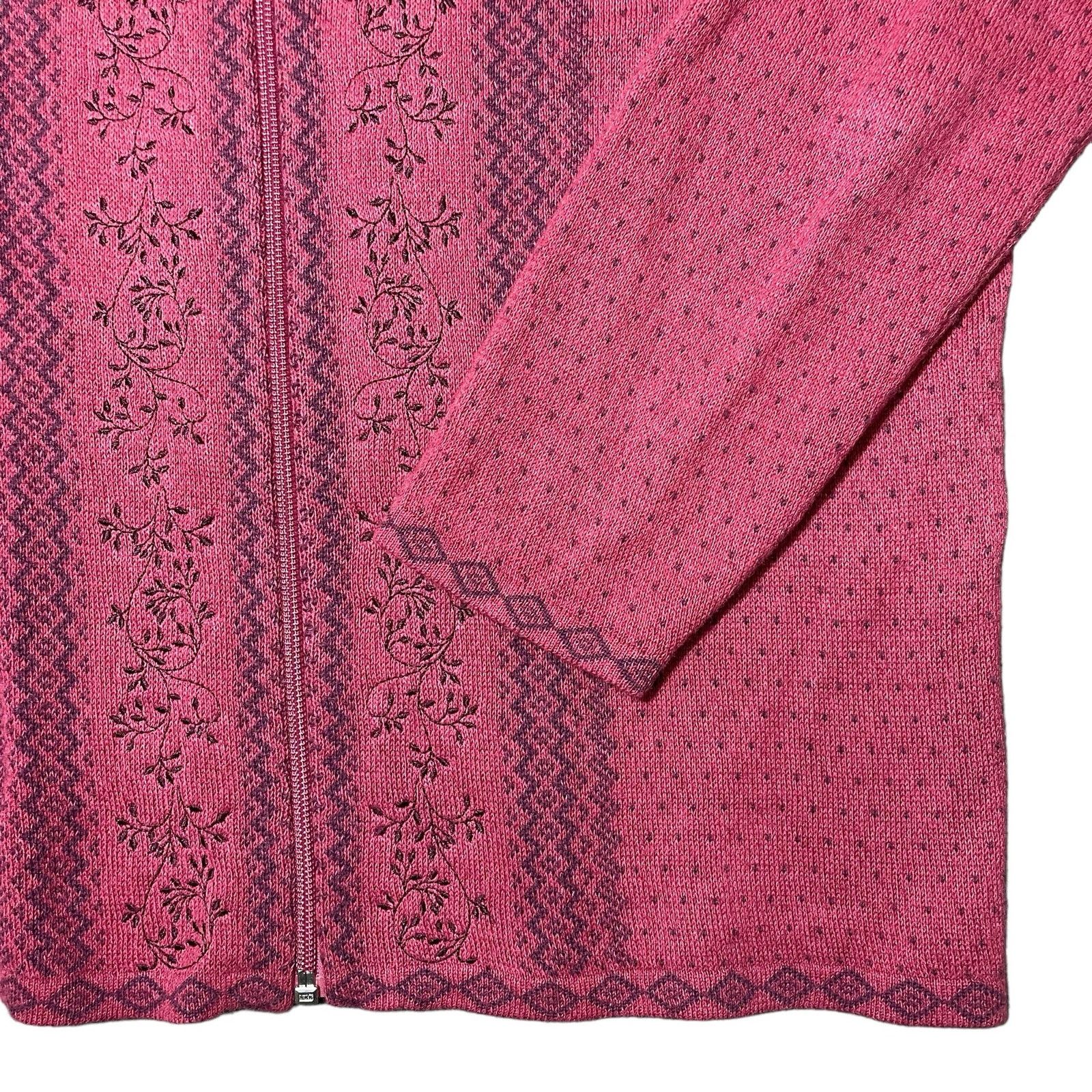 Woolrich Woolen Mills Woolrich Fair Isle Zip Up Cardigan Dahlia Magenta Pink Small Size S / US 4 / IT 40 - 4 Thumbnail