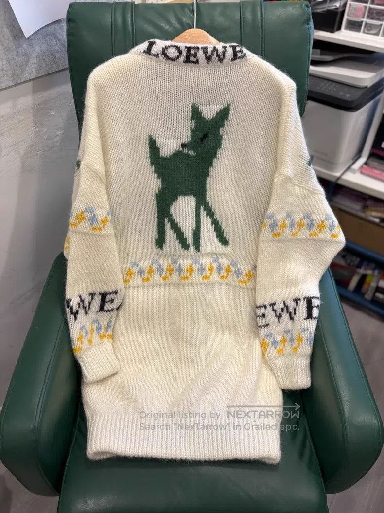 Loewe Loewe Cream White Deer Pattern Long Cardigan Coat Size S / US 4 / IT 40 - 5 Thumbnail