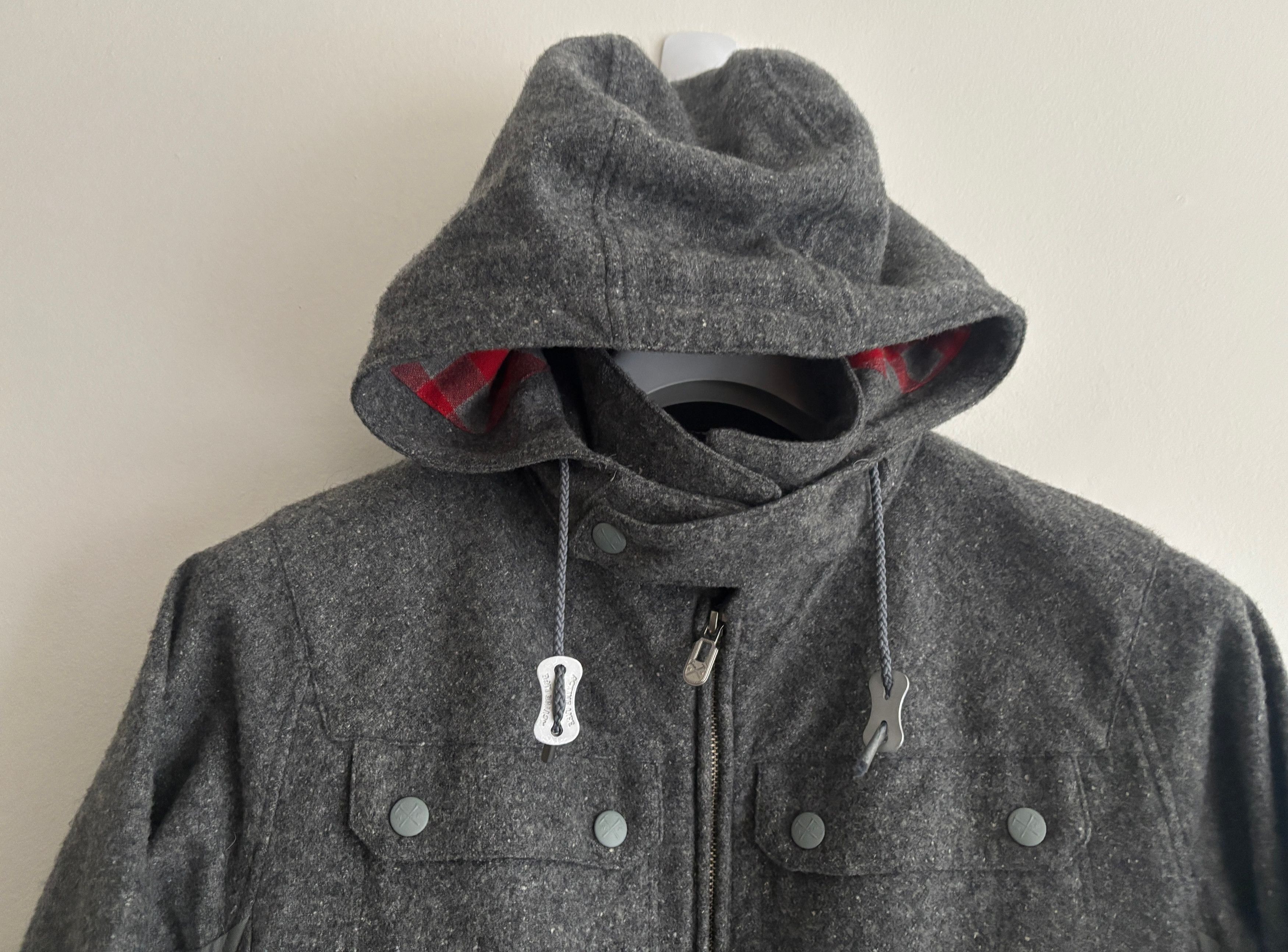 White Mountaineering $645 Gore Windstopper Grey Wool Hooded Zip Jacket Size US S / EU 44-46 / 1 - 2 Thumbnail