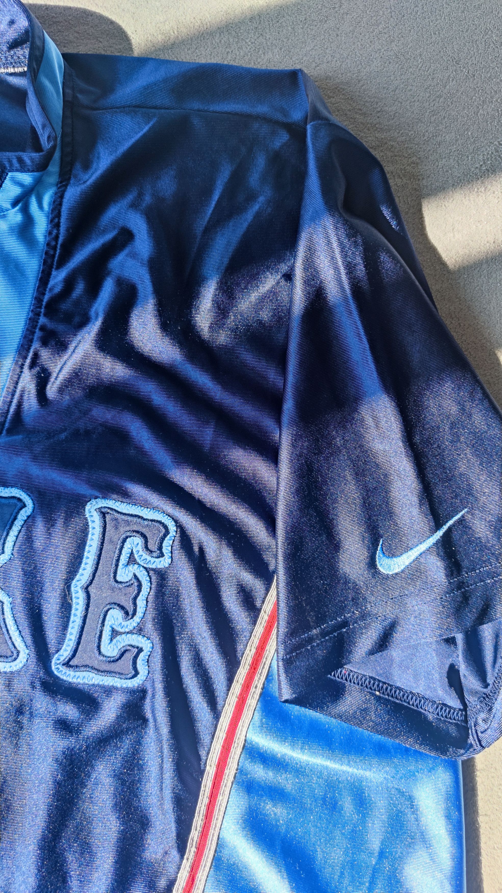 Nike × Vintage Vintage 90s Rare Nike Big Logo Jersey T-Shirt 1/4 Zip Size US L / EU 52-54 / 3 - 4 Thumbnail