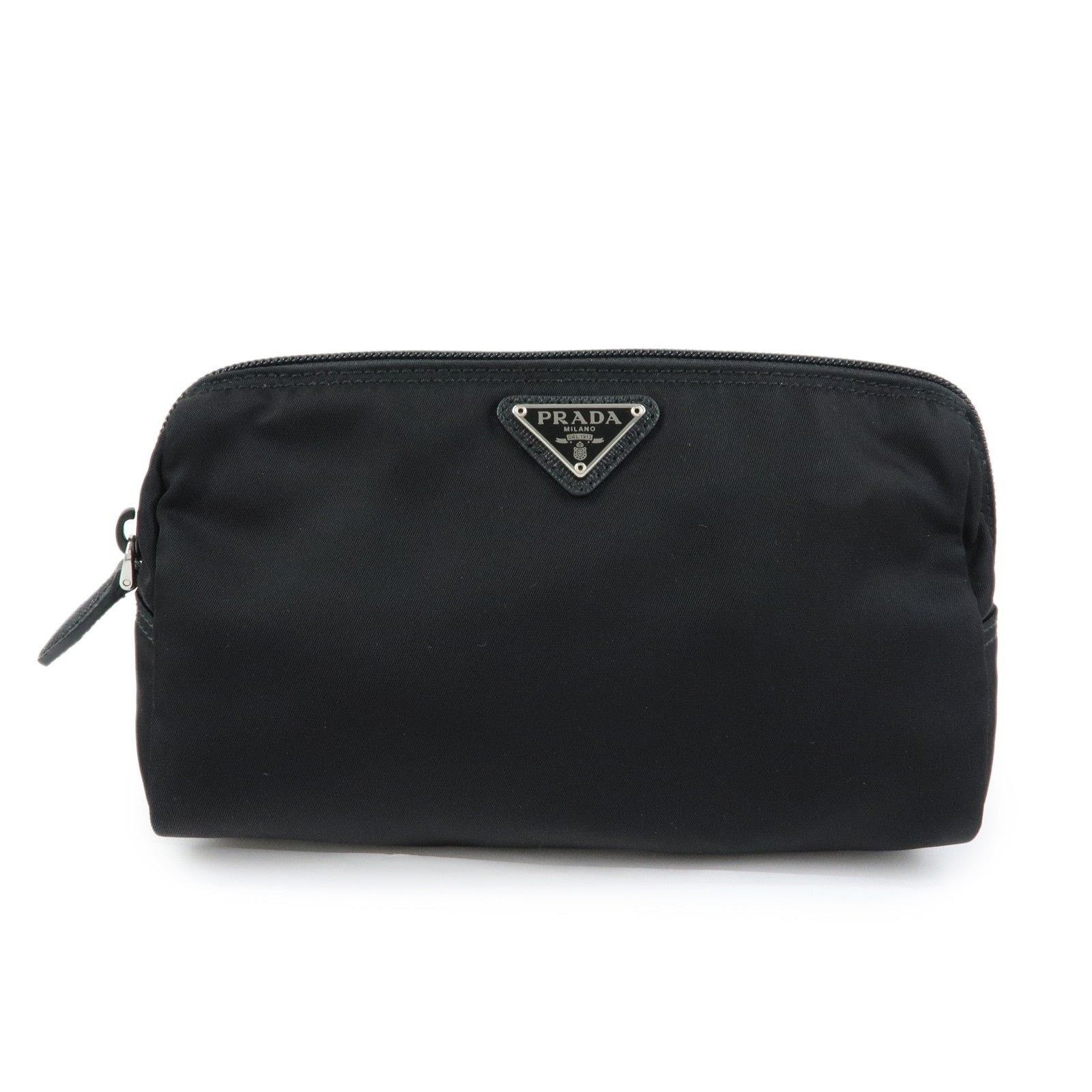 Prada Prada Triangle Logo Nylon Cosmetic Pouch Black Size ONE SIZE - 1 Thumbnail