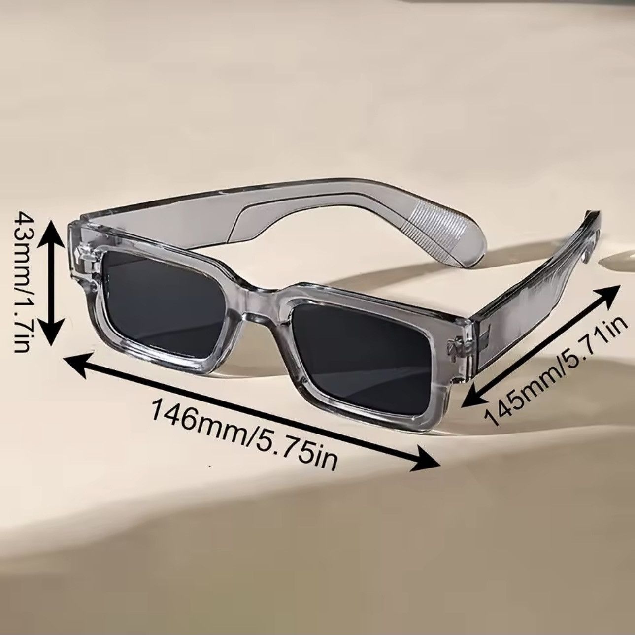 Other 1PC Unisex Retro Square Sunglasses Size ONE SIZE - 5 Thumbnail