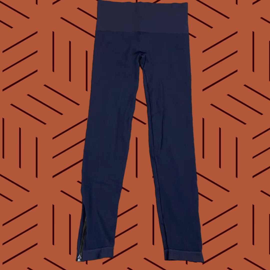 Spanx SPANX Leggings Womens XL Navy Blue Mid Rise Ankle Zip 26" Inseam Workout Pants Size 40" / US 18 - 1 Thumbnail