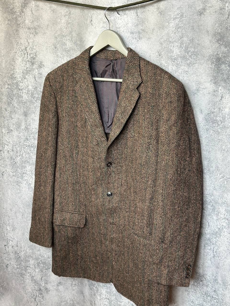 Harris Tweed Harris Tweed Blazer Handwoven 80s Wool Herringbone Check Size 50R - 2 Thumbnail