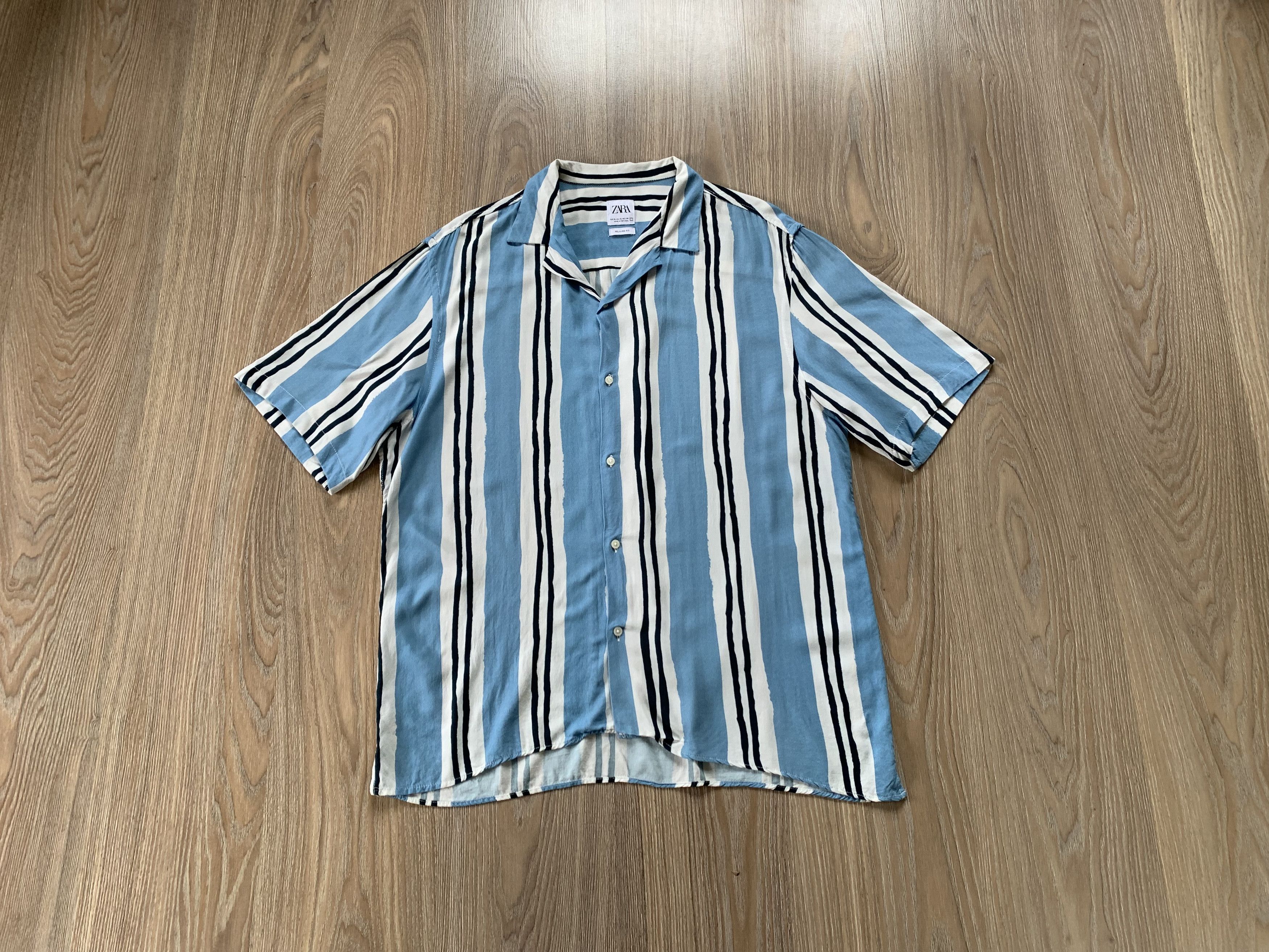 Zara Zara Men`s Stripe Shirt Summer Hawaiian Streetwear Size US XL / EU 56 / 4 - 4 Thumbnail