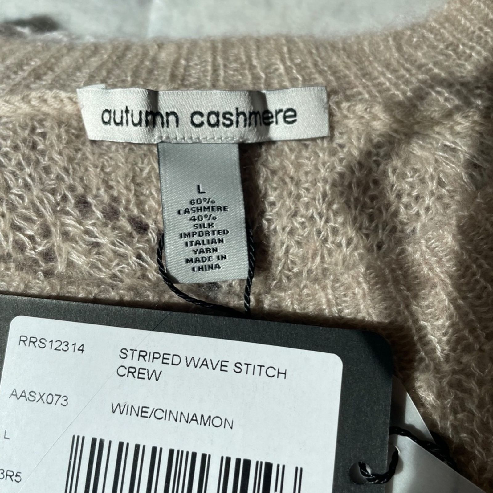 Autumn Cashmere Striped Wave Stitch Cashmere/Silk Sweater - AUTUMN CASHMERE Size L / US 10 / IT 46 - 10 Thumbnail