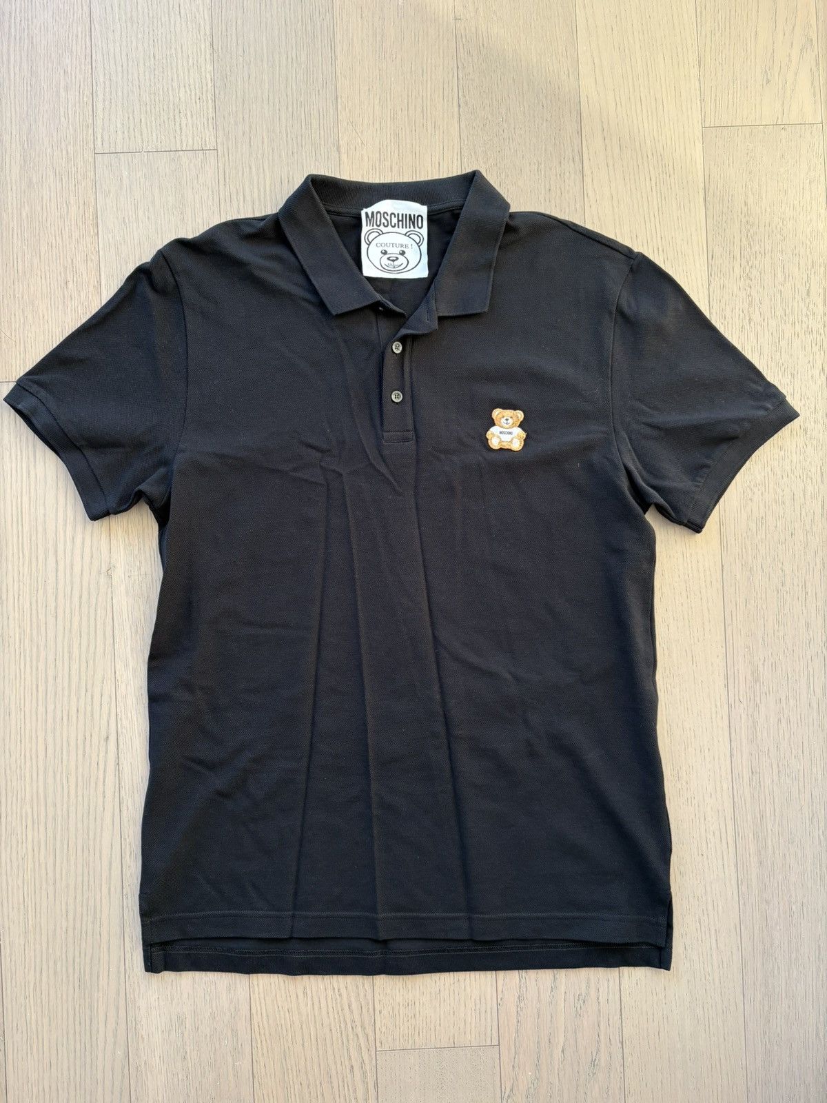 Black Embroidered Patch Polo