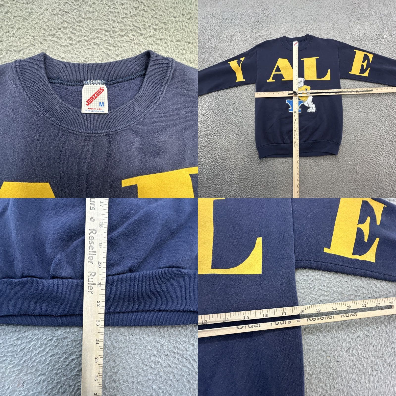 Fruit Of The Loom VINTAGE Yale Bulldogs Crewneck Sweatshirt Sz Medium Navy Blue Made In USA Size US XL / EU 56 / 4 - 9 Thumbnail