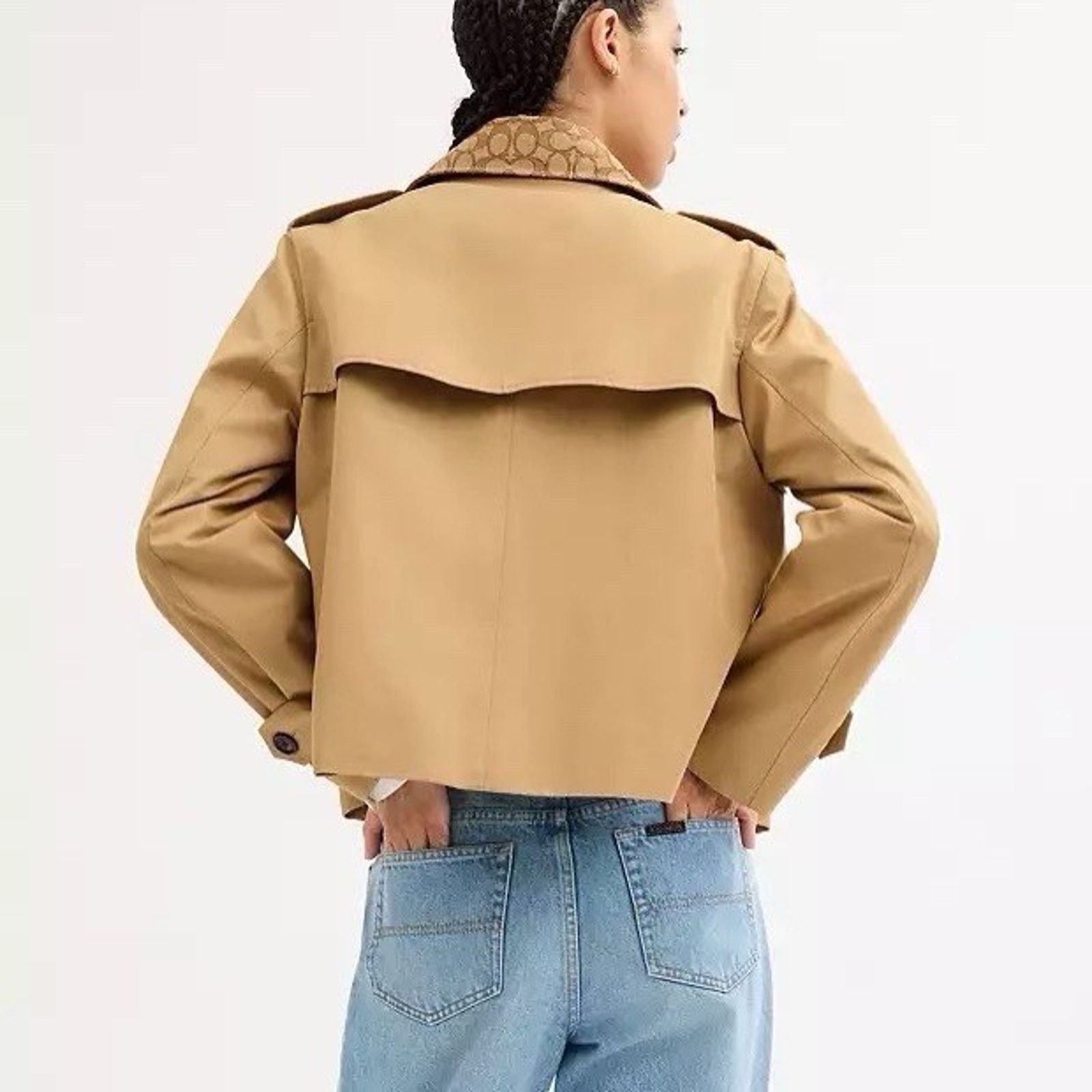 Coach NWT COACH Women Short Trench Coat Signature Khaki CAB93 XS Size XS / US 0-2 / IT 36-38 - 8 Thumbnail