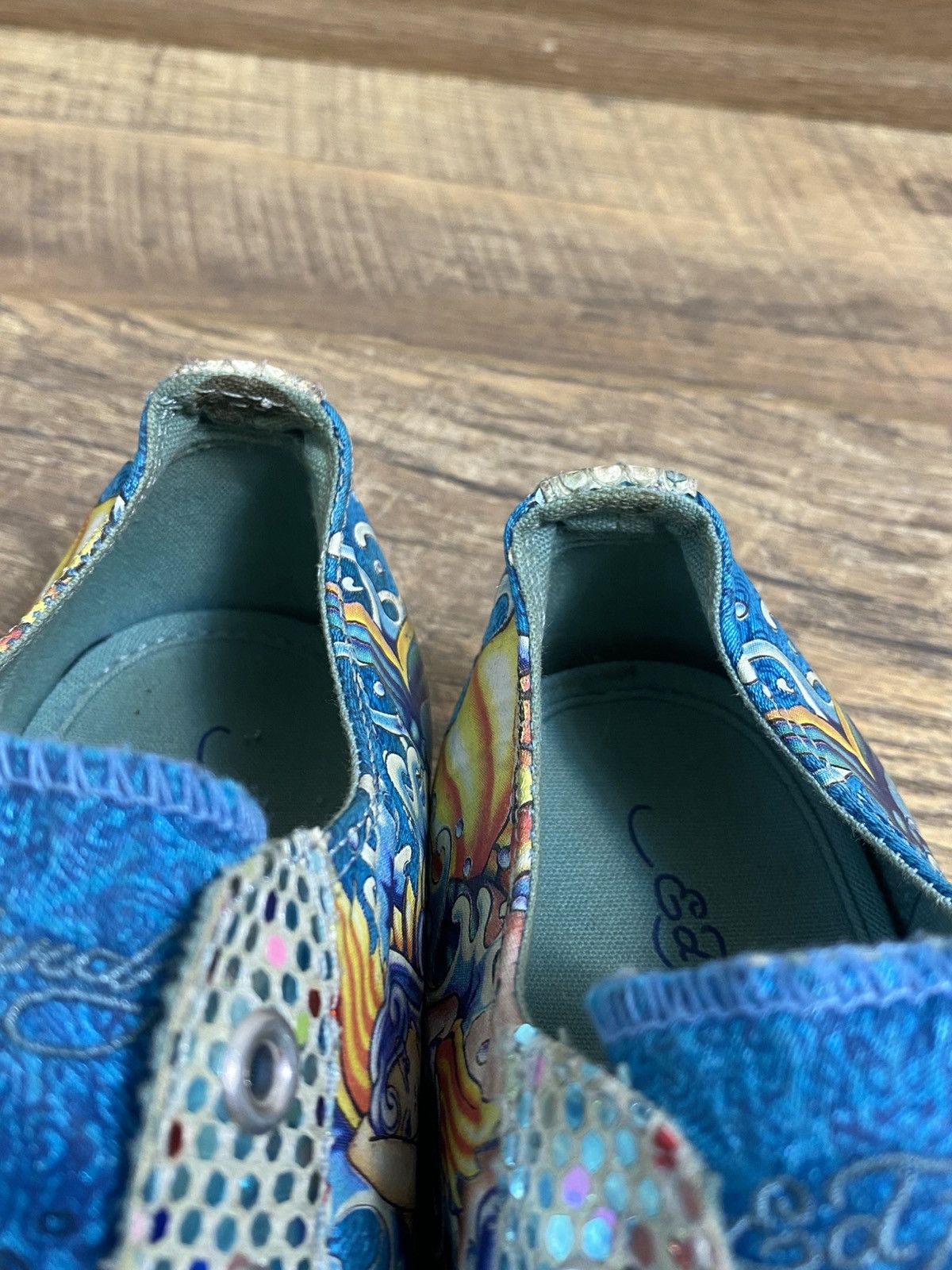 Ed Hardy Ed Hardy Y2K Mermaid Tattoo Print Low Top Sneakers Blue Size US 9 / IT 39 - 3 Thumbnail