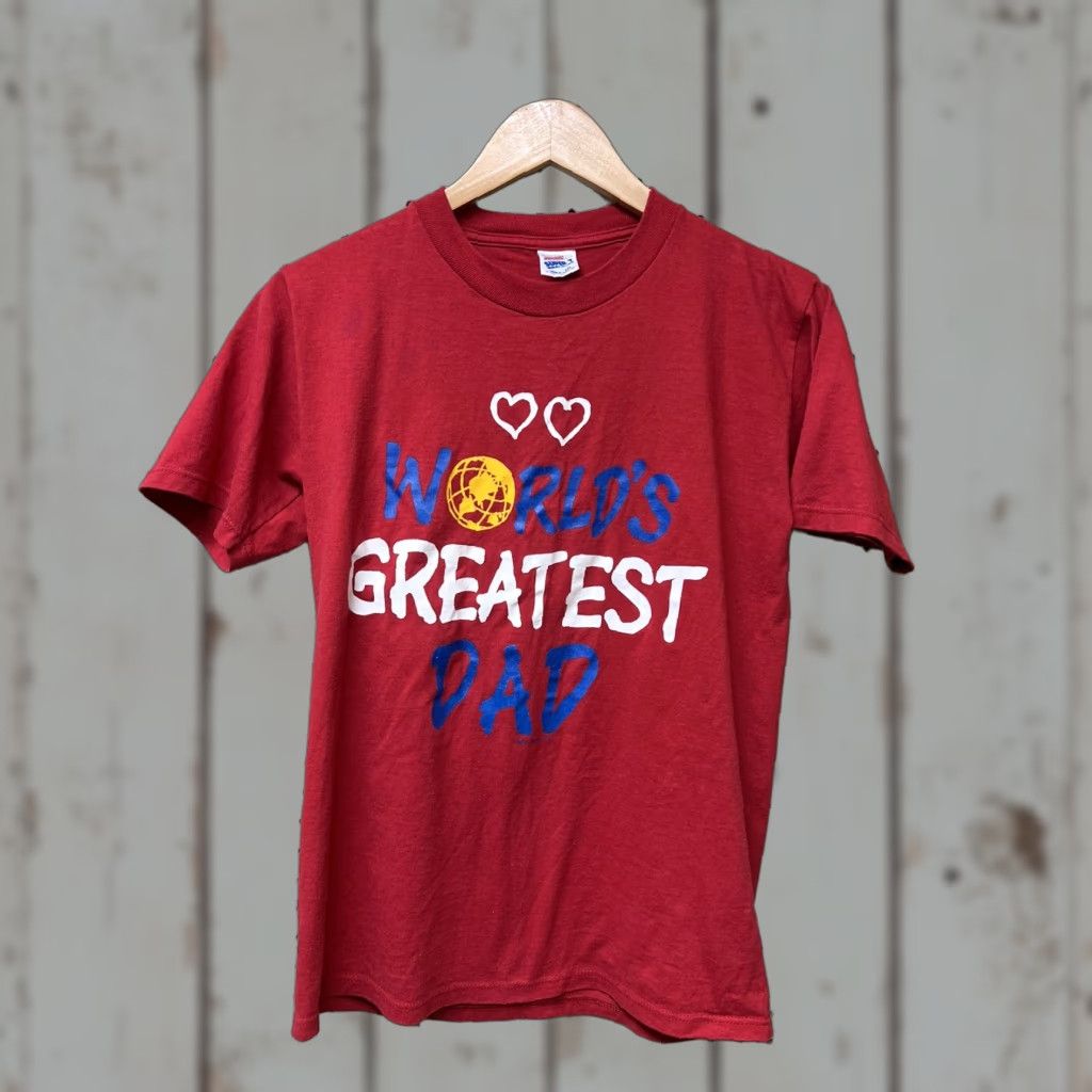 Jerzees VINTAGE Jerzees World's Greatest Dad Red Shirt Tee 90s M Mens Size US M / EU 48-50 / 2 - 1 Thumbnail