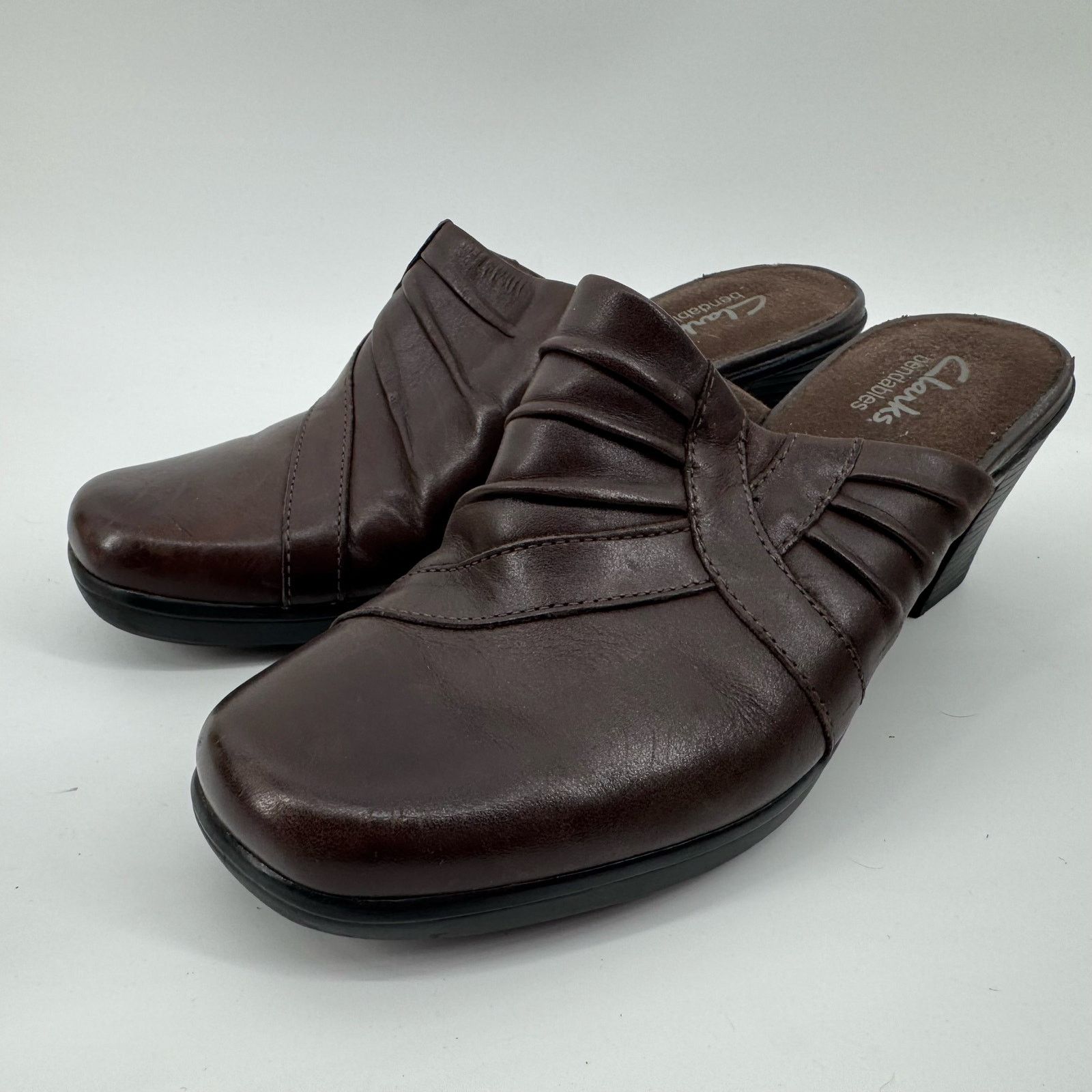 Clarks Clarks Bendables Brown Leather Mule Heels 7M Size US 7 / IT 37 - 4 Thumbnail