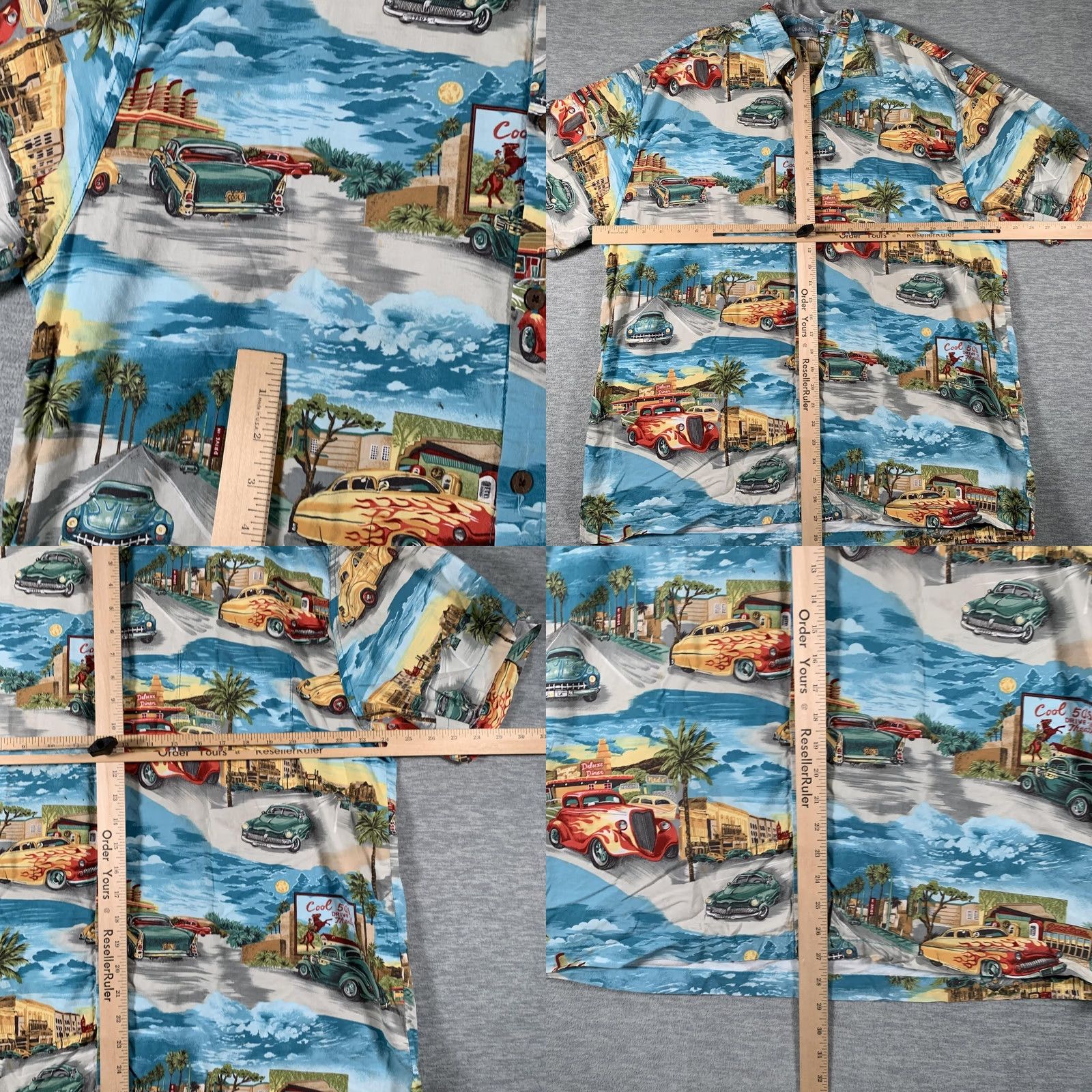 Vintage High Seas Trading Co Hawaiian Aloha Shirt Mens XL Blue Retro Hot Rod Cars Size US XL / EU 56 / 4 - 8 Thumbnail
