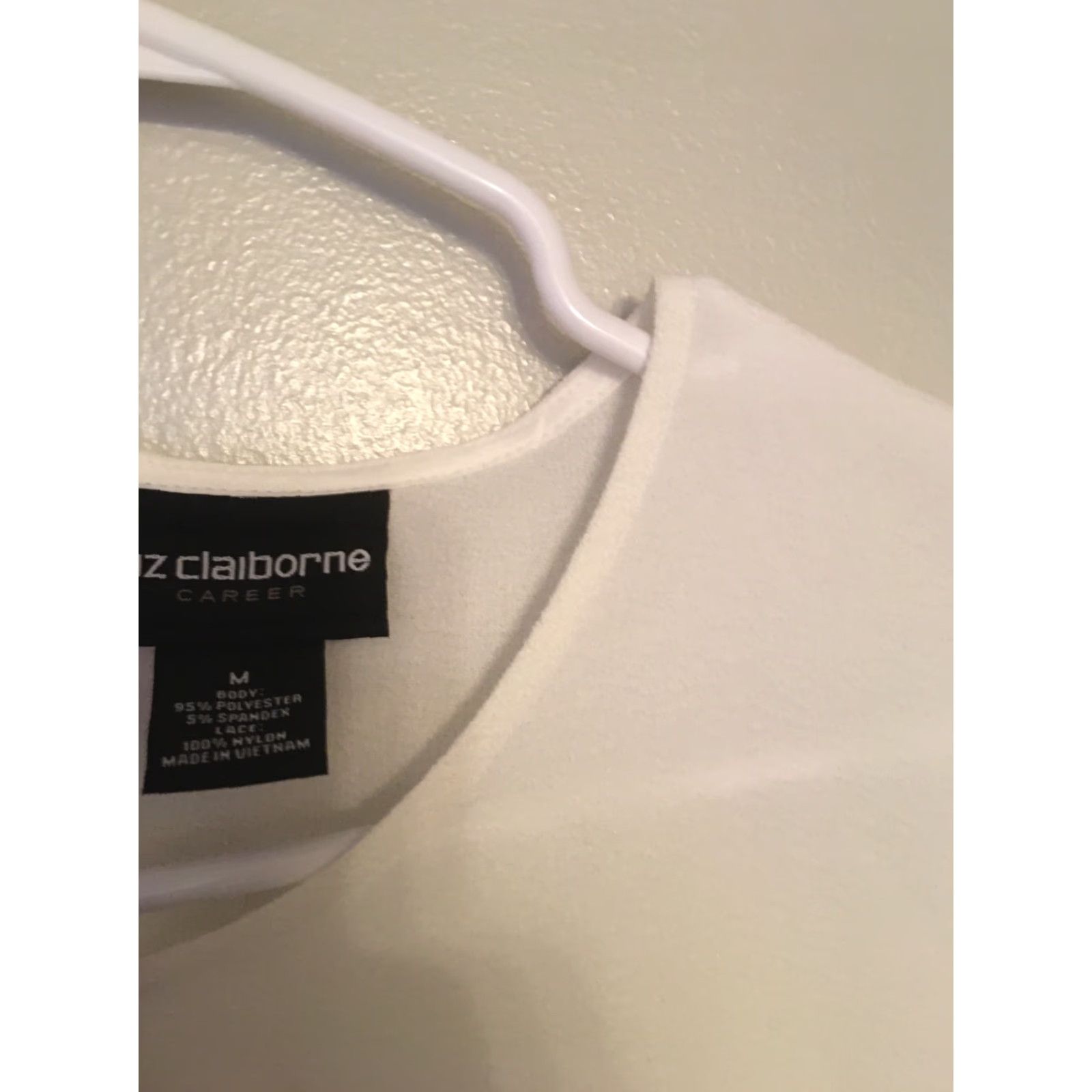 Liz Claiborne Liz Claiborne Womens Blouse White Black Lace Sleeves Round Neck Sz M Shirt Top Size M / US 6-8 / IT 42-44 - 3 Thumbnail