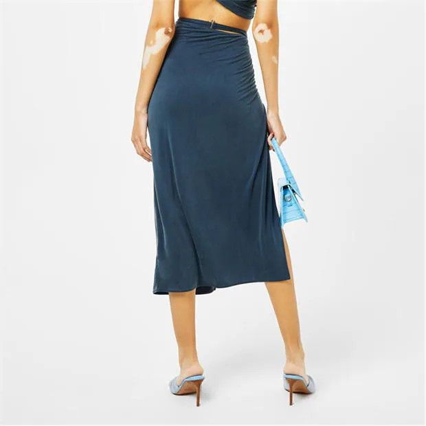 Jacquemus o1g2r1mq1024 Midi Skirt in Navy Size 28" / US 6 / IT 42 - 4 Thumbnail