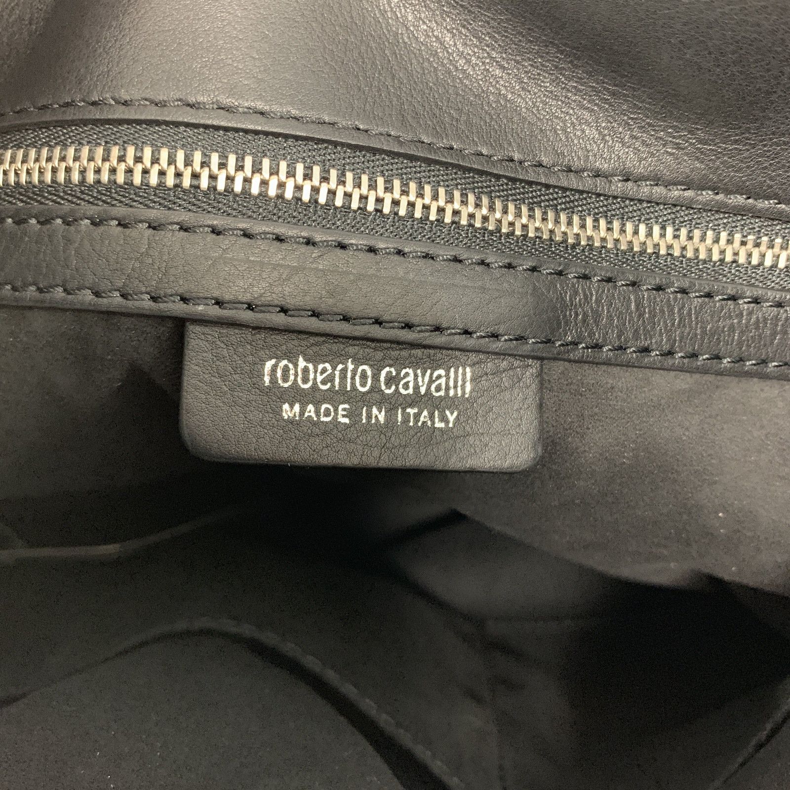 Roberto Cavalli ROBERTO CAVALLI Black Leather Studded Fring Bucket Backpack Size ONE SIZE - 8 Thumbnail