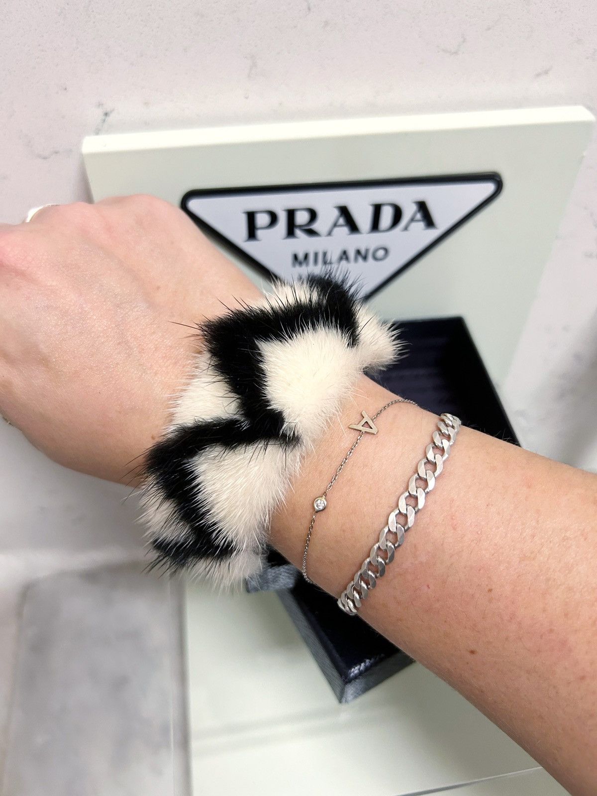 Prada Authentic Prada Rare Runway Mink Cream & Black Fur Bracelet Size ONE SIZE - 1 Thumbnail