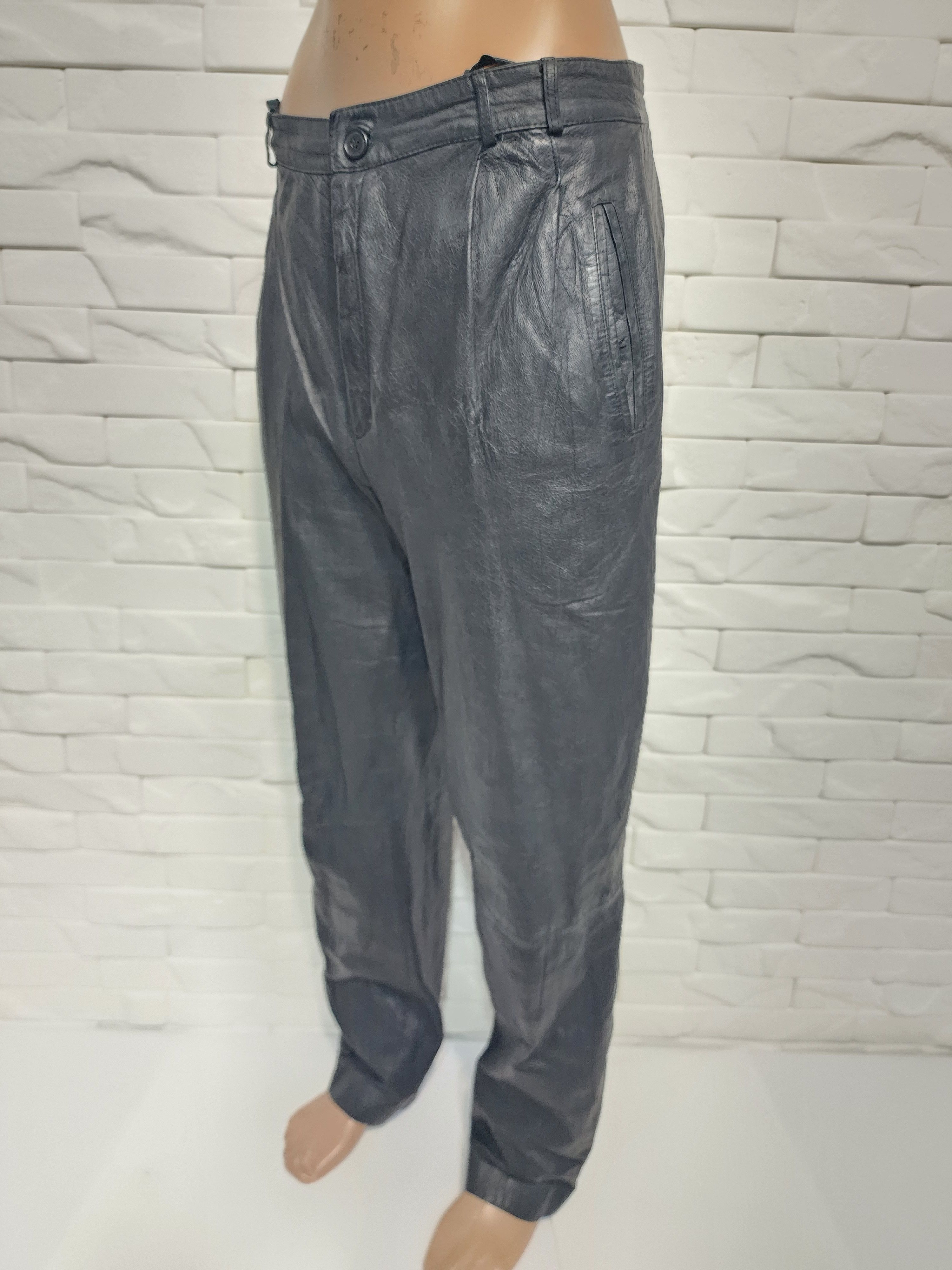 Genuine Leather Vintage Black Leather Pants: Men's Soft Leather Trousers Size US 29 - 1 Thumbnail