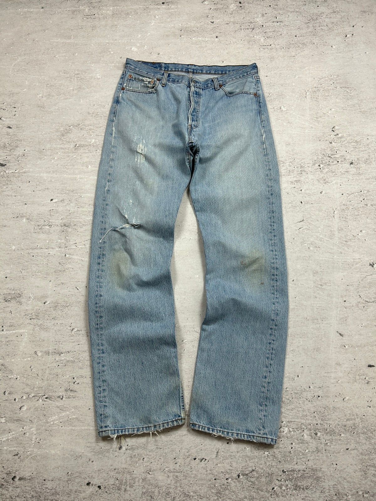 Pre-owned Levis X Levis Vintage Clothing Vintage Crazy Levis 501 Distressed Faded Denim Jeans 00s In Blue