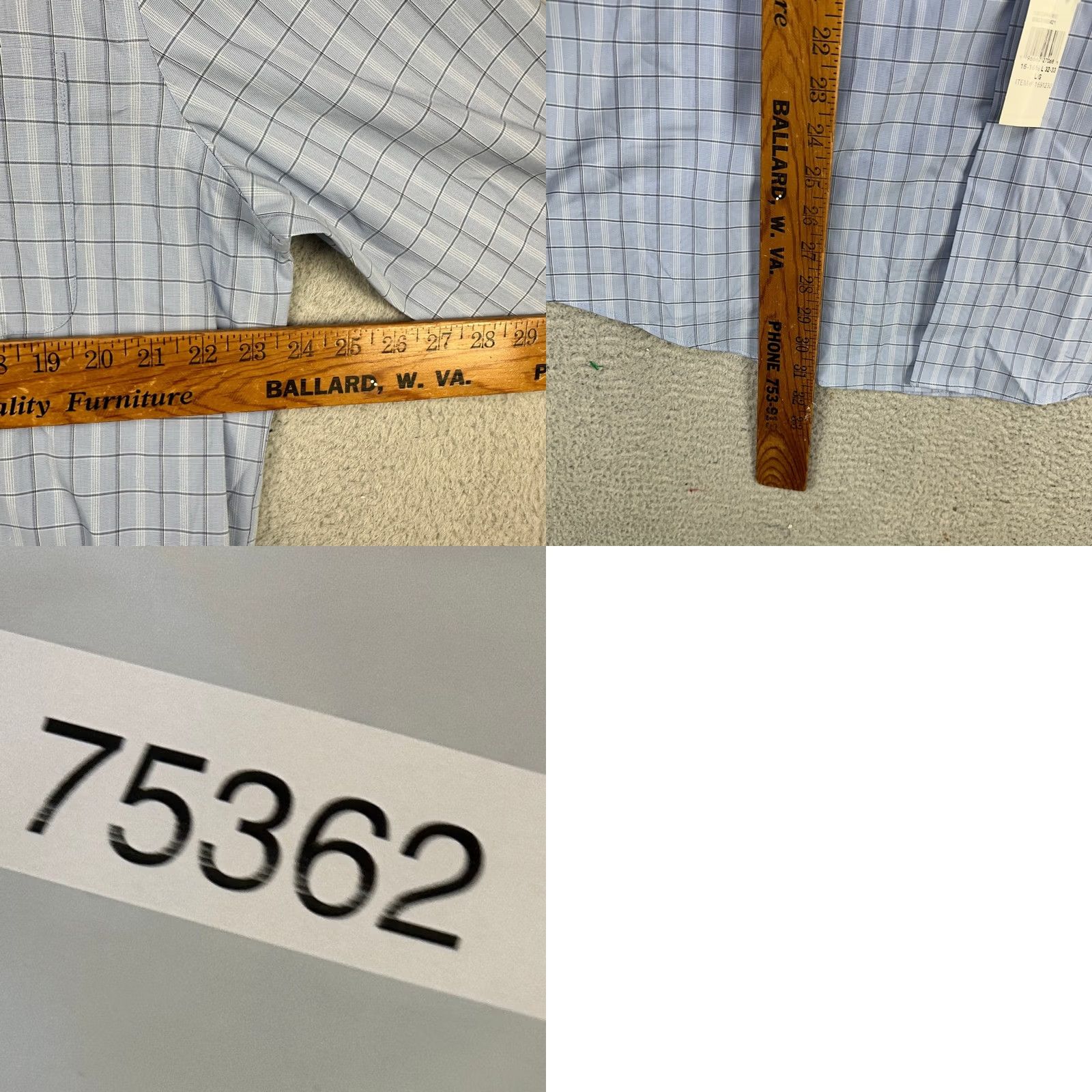 Calvin Klein Calvin Klein Dress Shirt Men Large 16-16.5 32-33 Blue Plaid NEW Size 42R - 8 Thumbnail