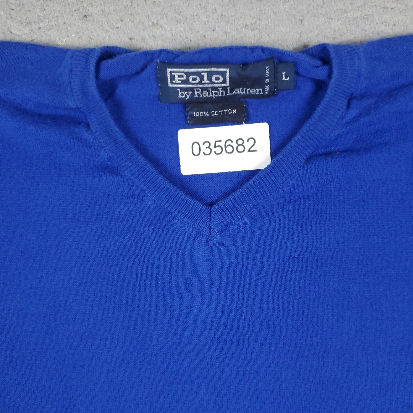 Polo Ralph Lauren Ralph Lauren Mens Large Blue V Neck Pullover Vintage Sweater Italy Size US L / EU 52-54 / 3 - 2 Thumbnail