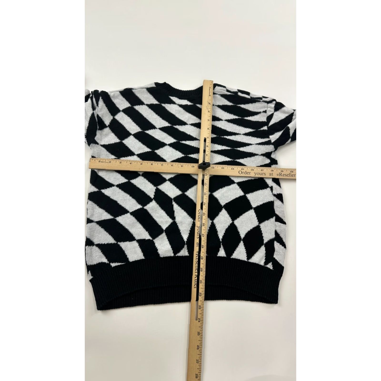 Disney Disney Mickey Mouse Graphic Print Sweater Womens Small Black White Checkered Crewneck Pullover Casual Fall Winter Size S / US 4 / IT 40 - 5 Thumbnail