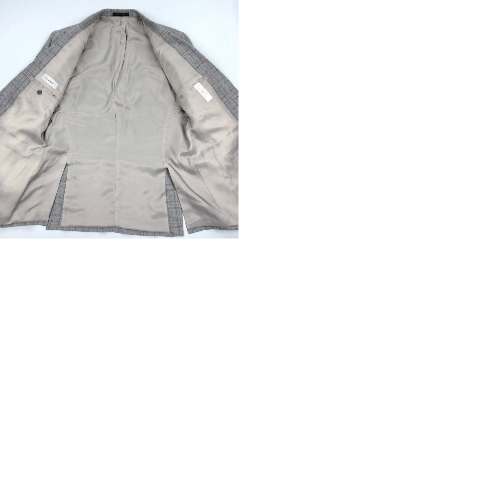 Calvin Klein Calvin Klein Blazer Suit Jacket Sport Coat Gray Plaid 40R Linen Mens Jacket Blazer 2 Button Notch Lapel Size 40R - 9 Thumbnail