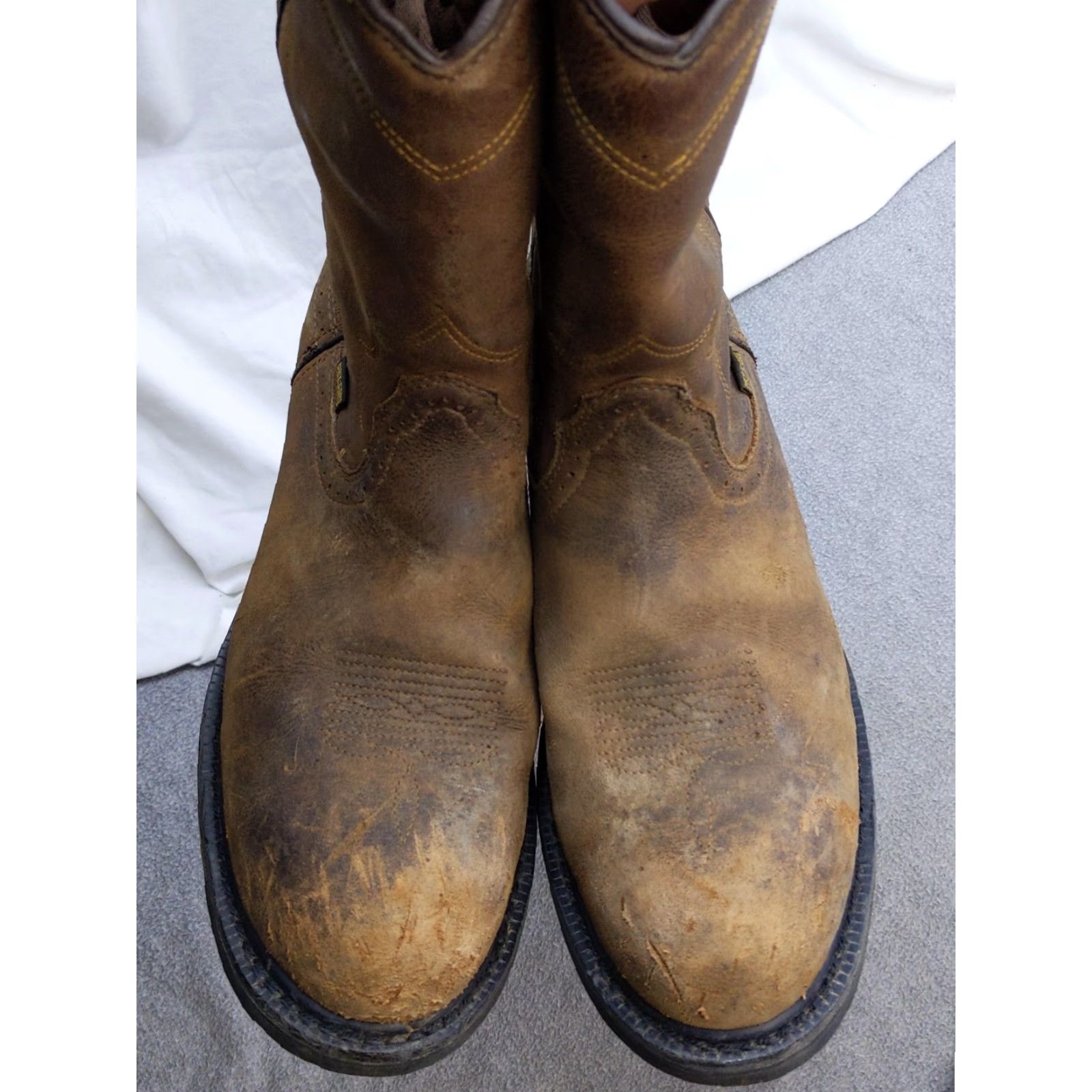 Vintage LaCrosse Tallgrass Western Work Boots Mens 9.5 Brown Waterproof Safety Toe Pull On Size US 10 / EU 43 - 5 Thumbnail