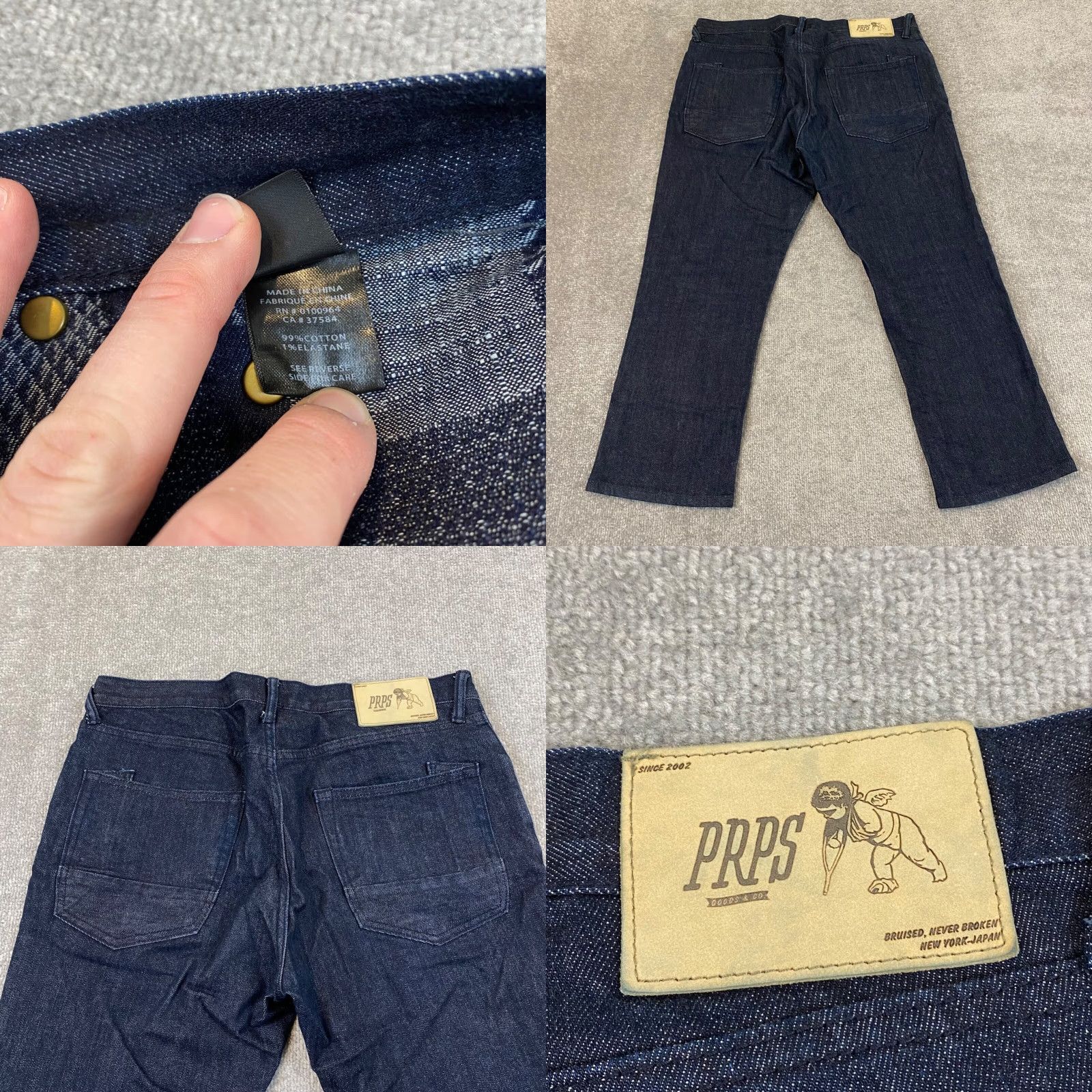 Prps PRPS Demon Jeans Mens 34x26 Blue Dark Wash Denim Pants Button Fly 5-Pocket Regular Size US 34 / EU 50 - 9 Thumbnail
