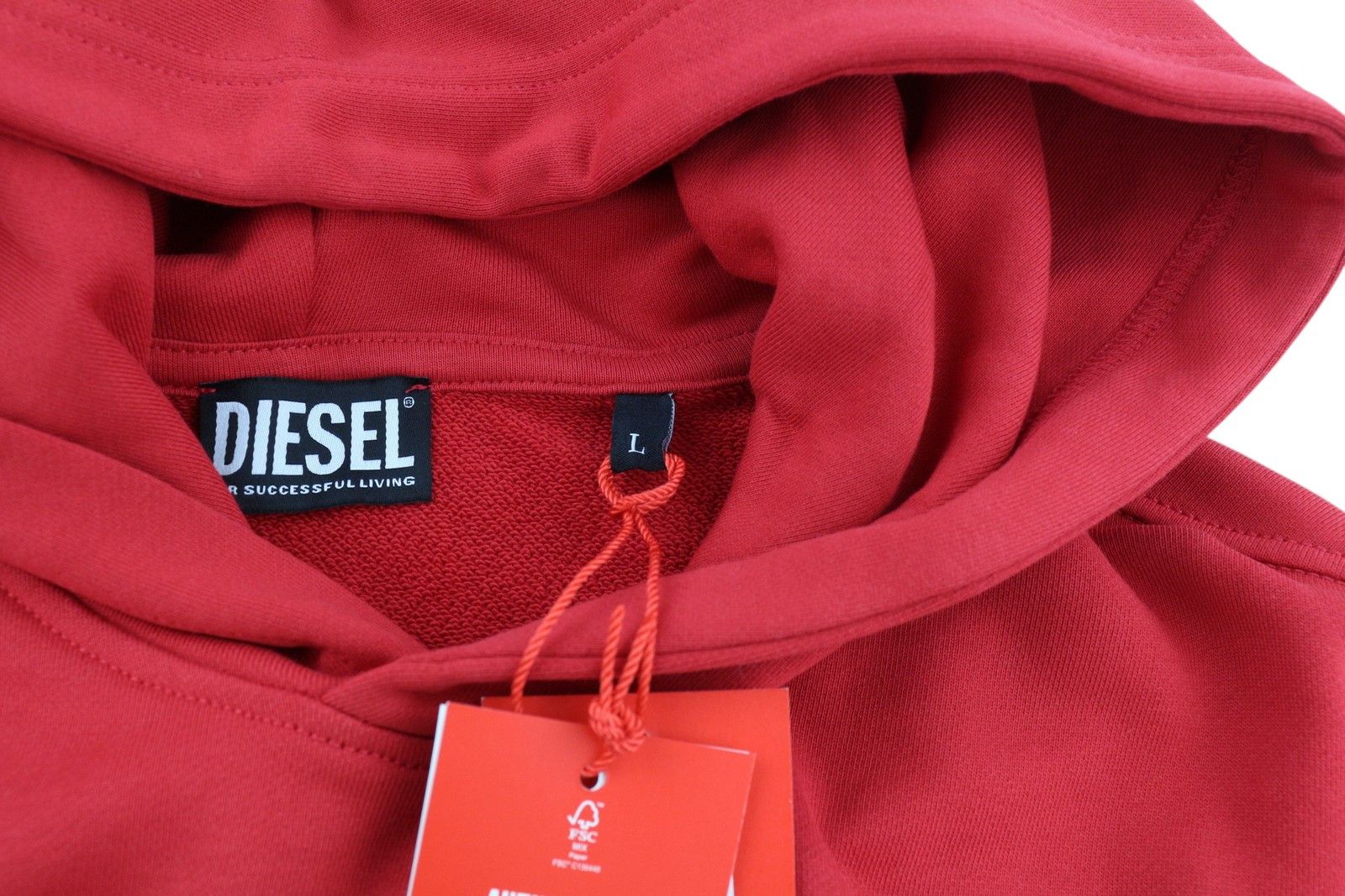 Diesel S-GINN-HOOD-E6 L Red Logo Hoodie 41035 Size US L / EU 52-54 / 3 - 11 Thumbnail