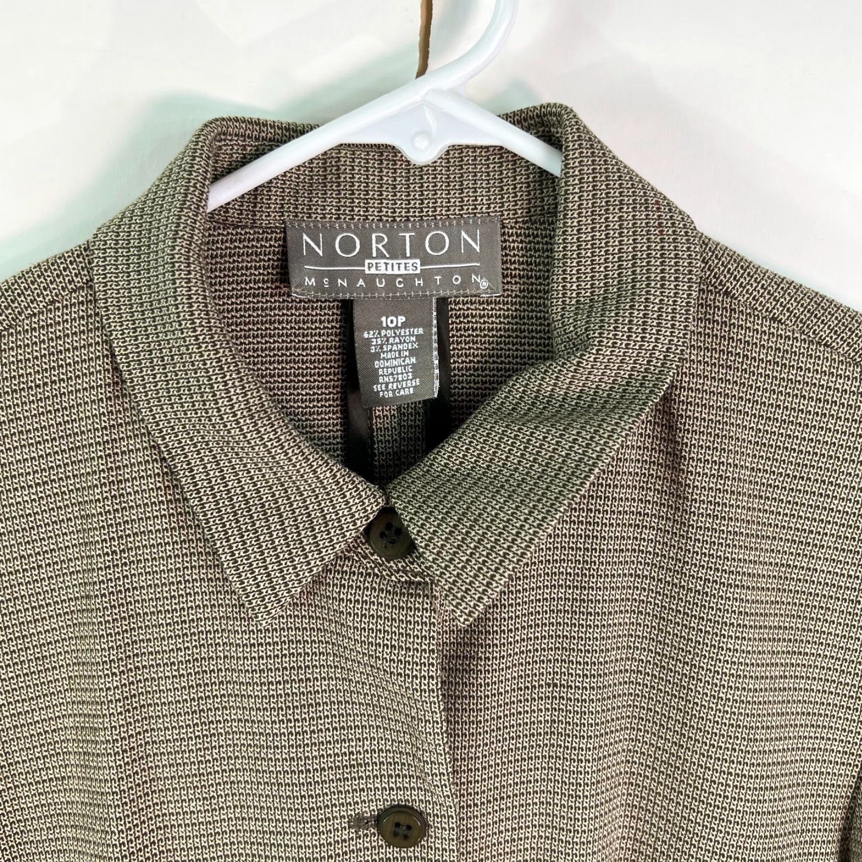 Vintage Norton McNaughton Blazer Jacket 10P Womens Collared Button Front Long Sleeves Tan Brown Solid Classic Casual Knit? Size L / US 10 / IT 46 - 3 Thumbnail