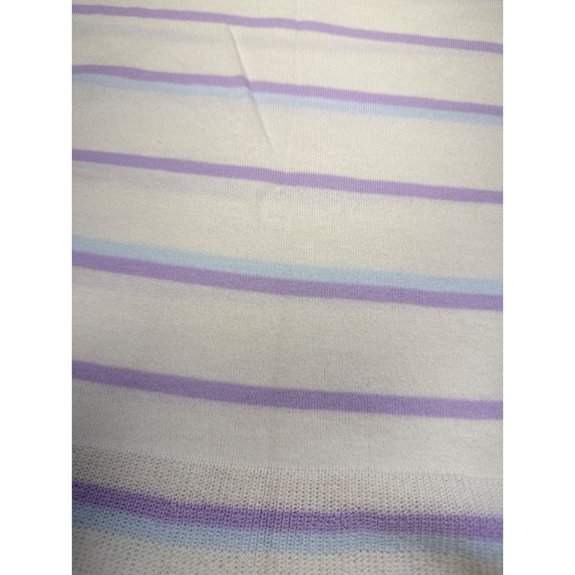 Loft Loft Petite Women's Sweater Tunic White Purple Striped Cotto Size S / US 4 / IT 40 - 3 Thumbnail