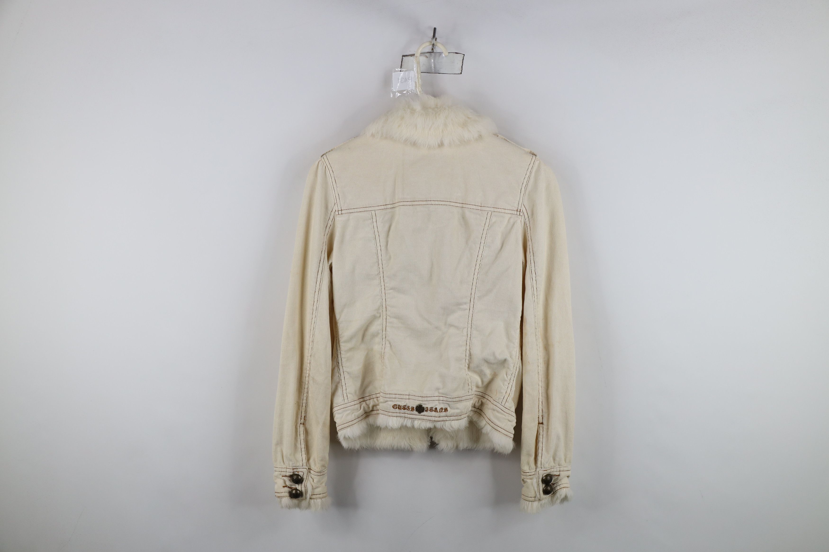 Guess Vintage 90s Y2K Guess Rabbit Corduroy Trucker Jacket Cream Size XS / US 0-2 / IT 36-38 - 15 Thumbnail