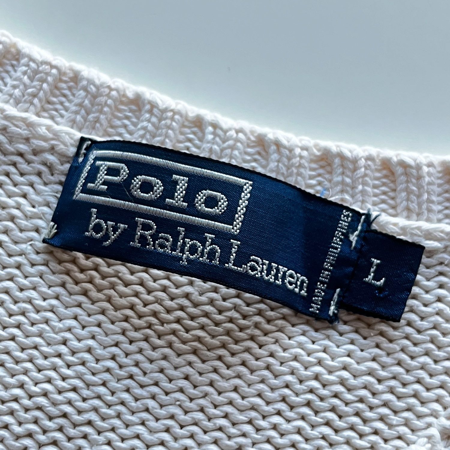 Polo Ralph Lauren Cotton Knit V-Neck Sweater Pullover in White Size US L / EU 52-54 / 3 - 6 Thumbnail